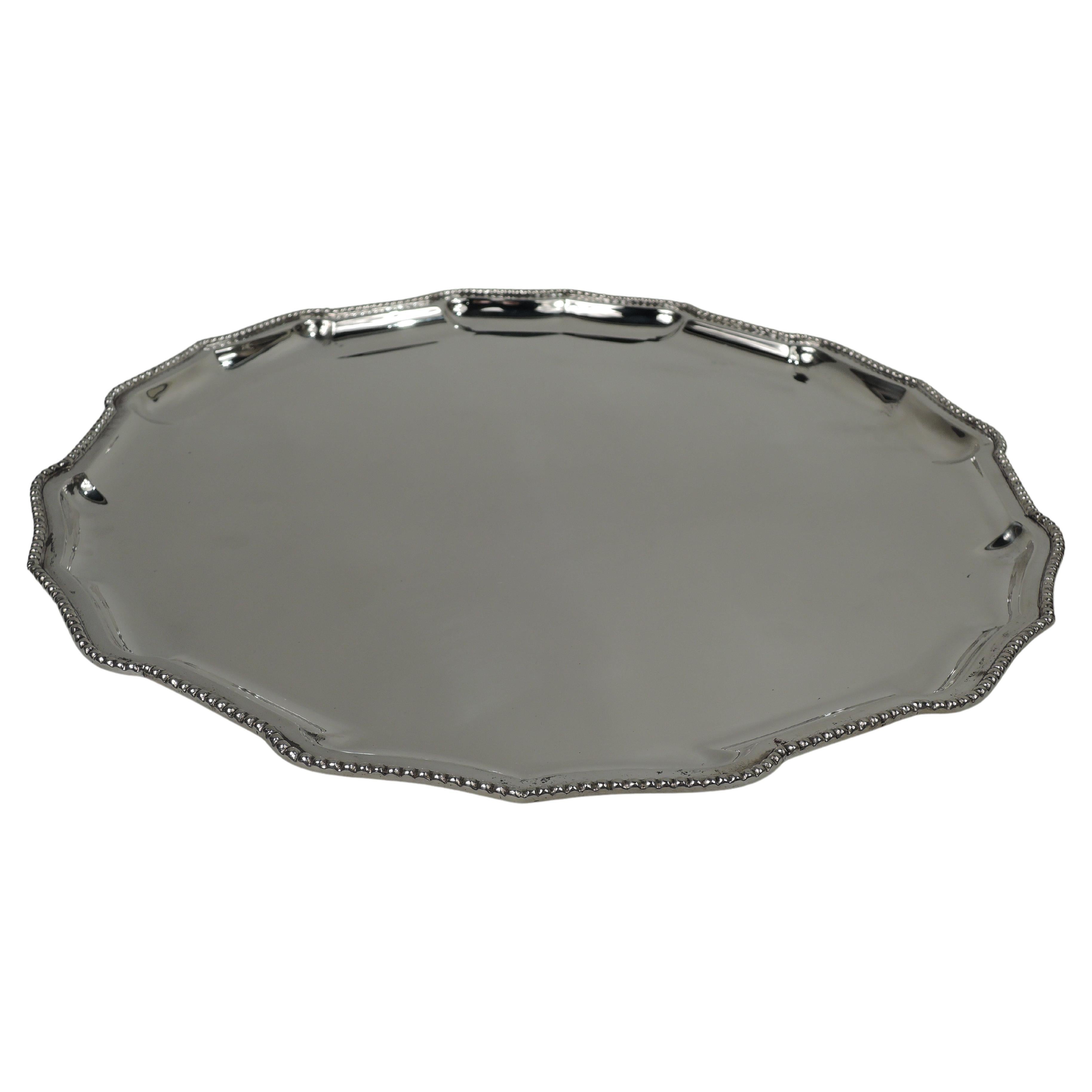 Neoclassical Style Sterling Silver Beaded Tray For Sale
