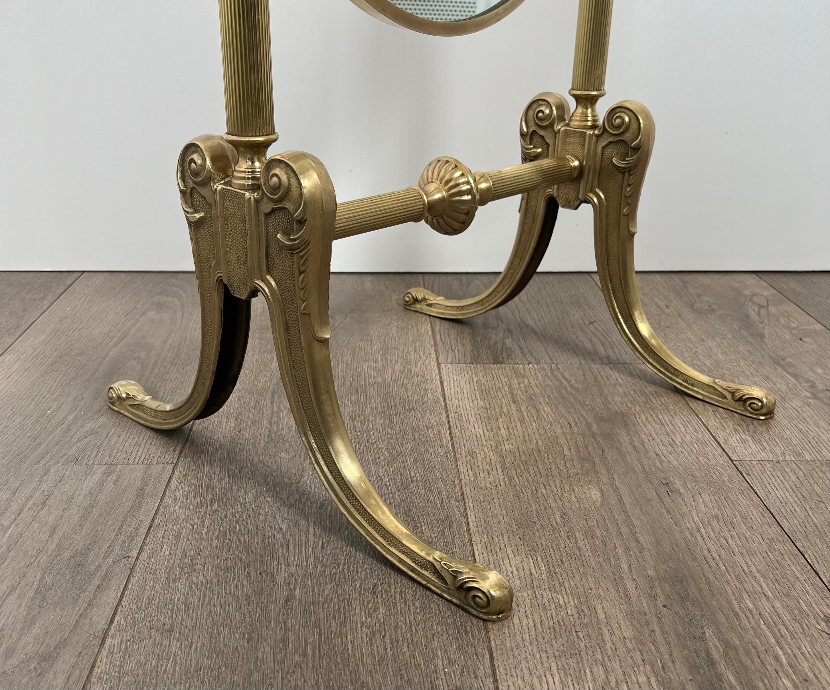 Specchio Psiche in ottone oscillante in stile neoclassico della Maison Jansen in vendita 8