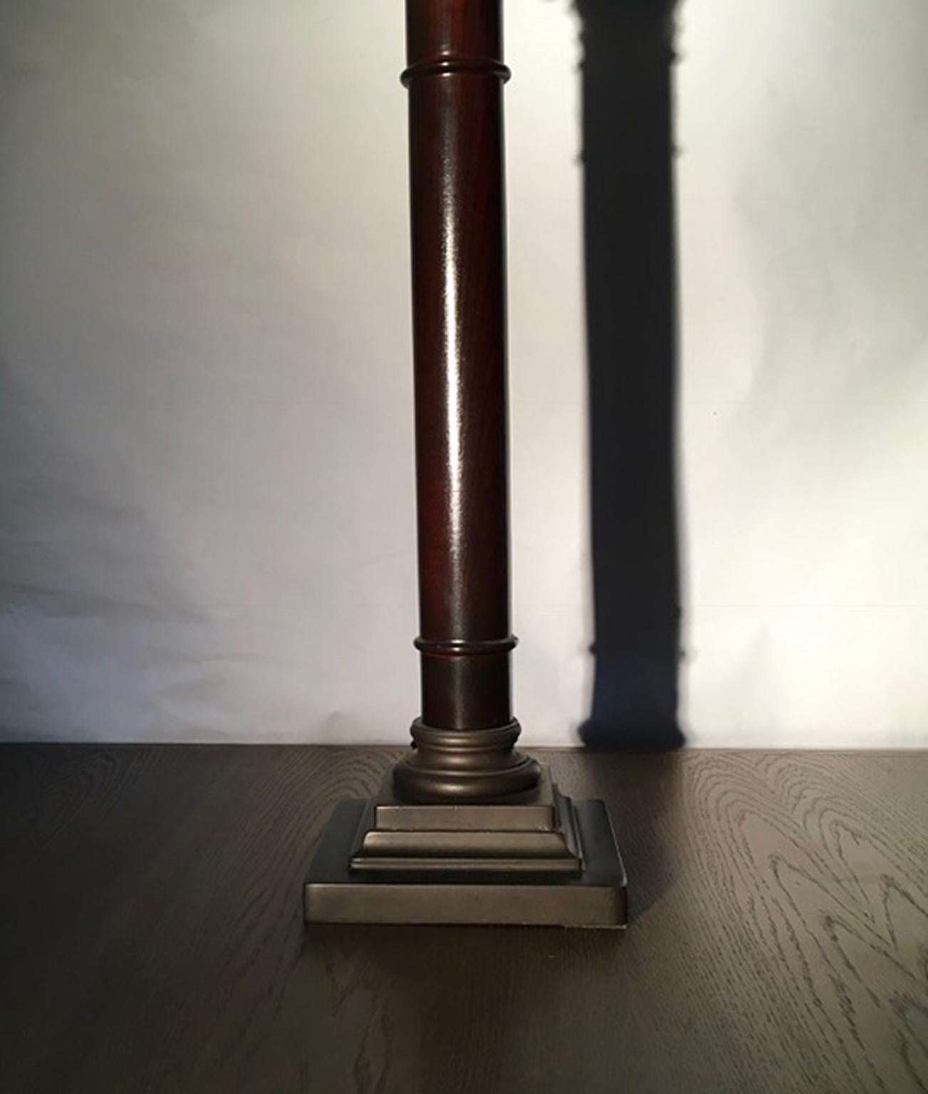Contemporary Table Lamp with Black Wood Column and Bronze in Neclassical Style For Sale