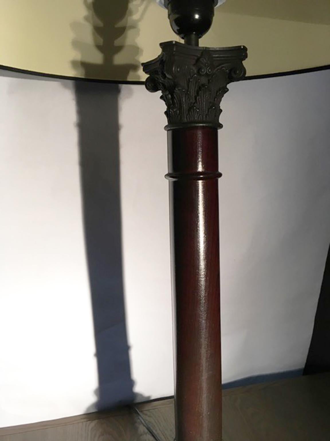 Table Lamp with Black Wood Column and Bronze in Neclassical Style For Sale 2
