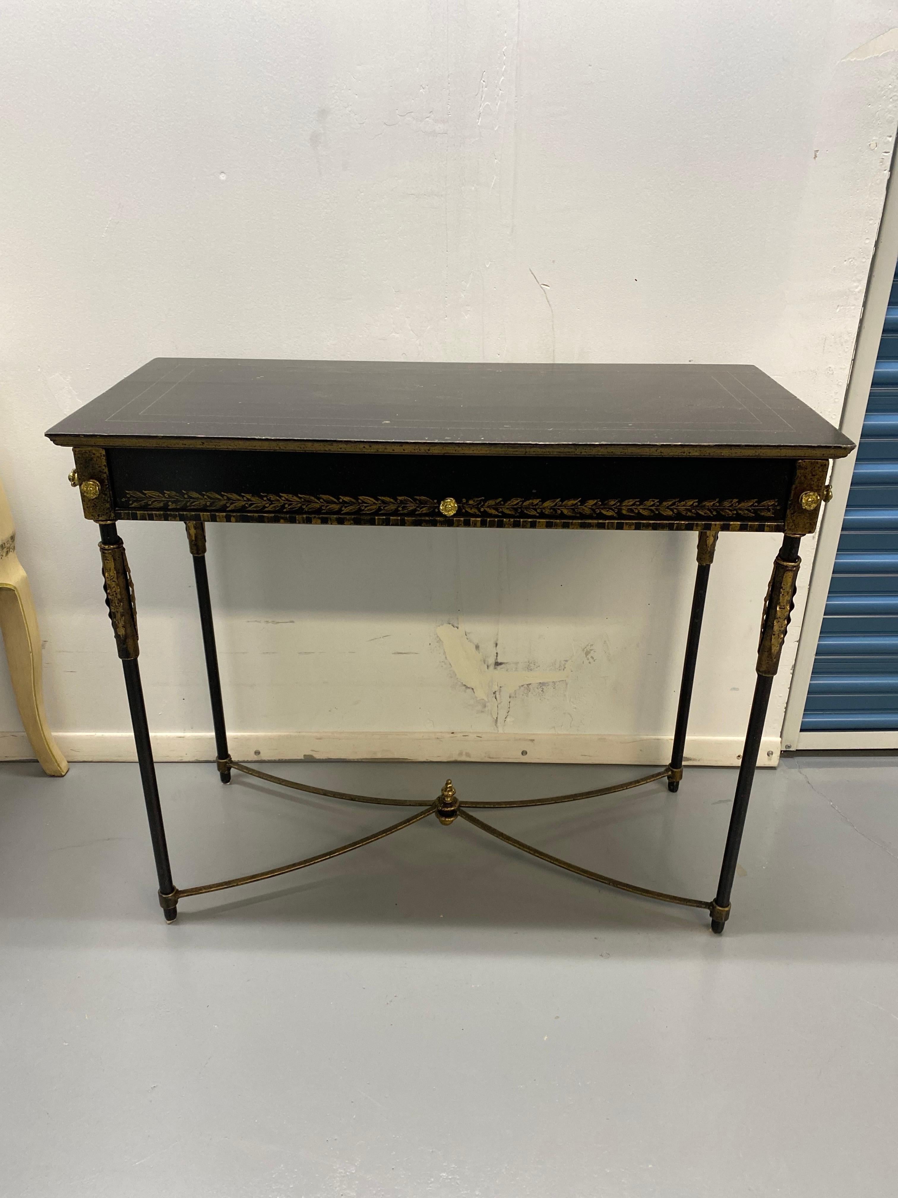 American Neoclassical Style Table with Painted Decoration by Art & Commerce For Sale