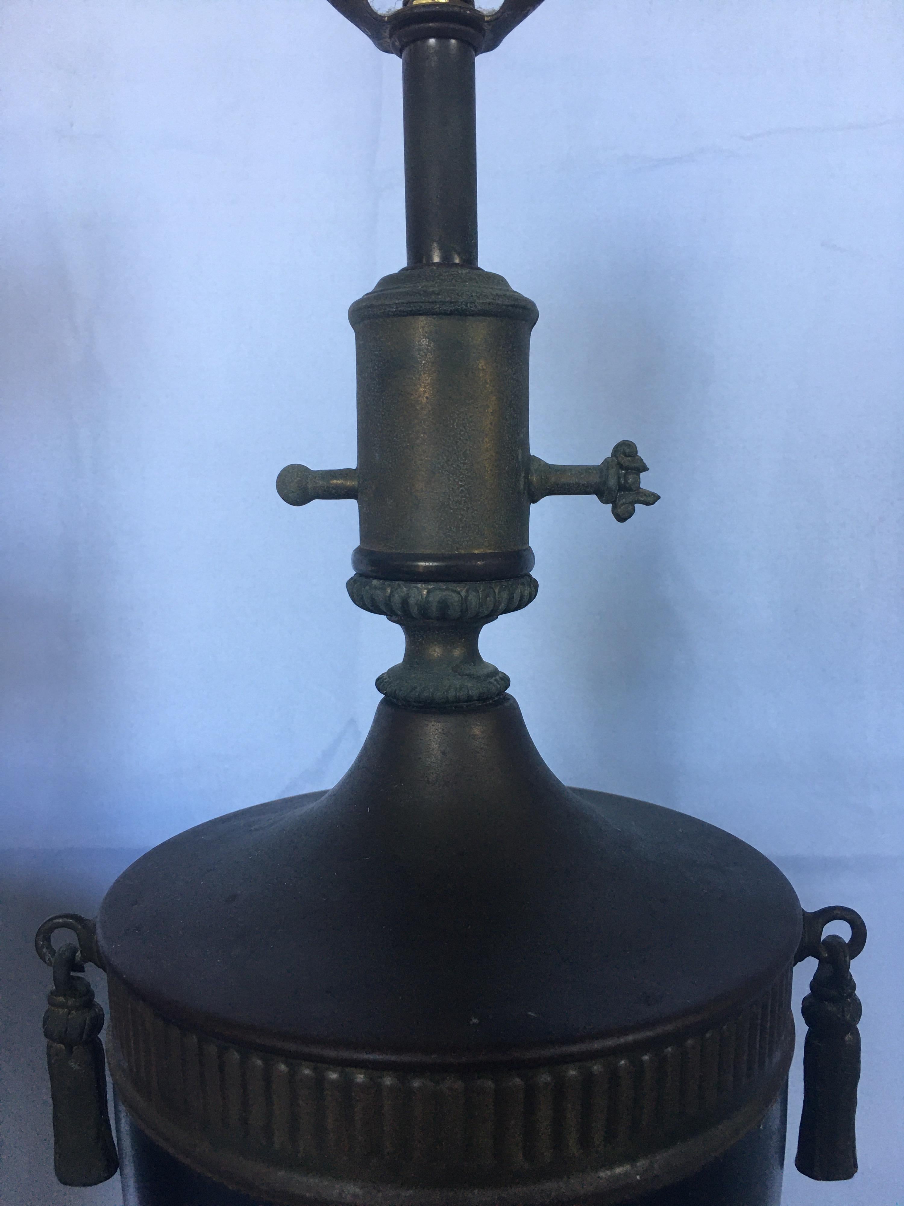 Neoclassical Style Tassel Brass and Marble Urn Table Lamps, Pair 6