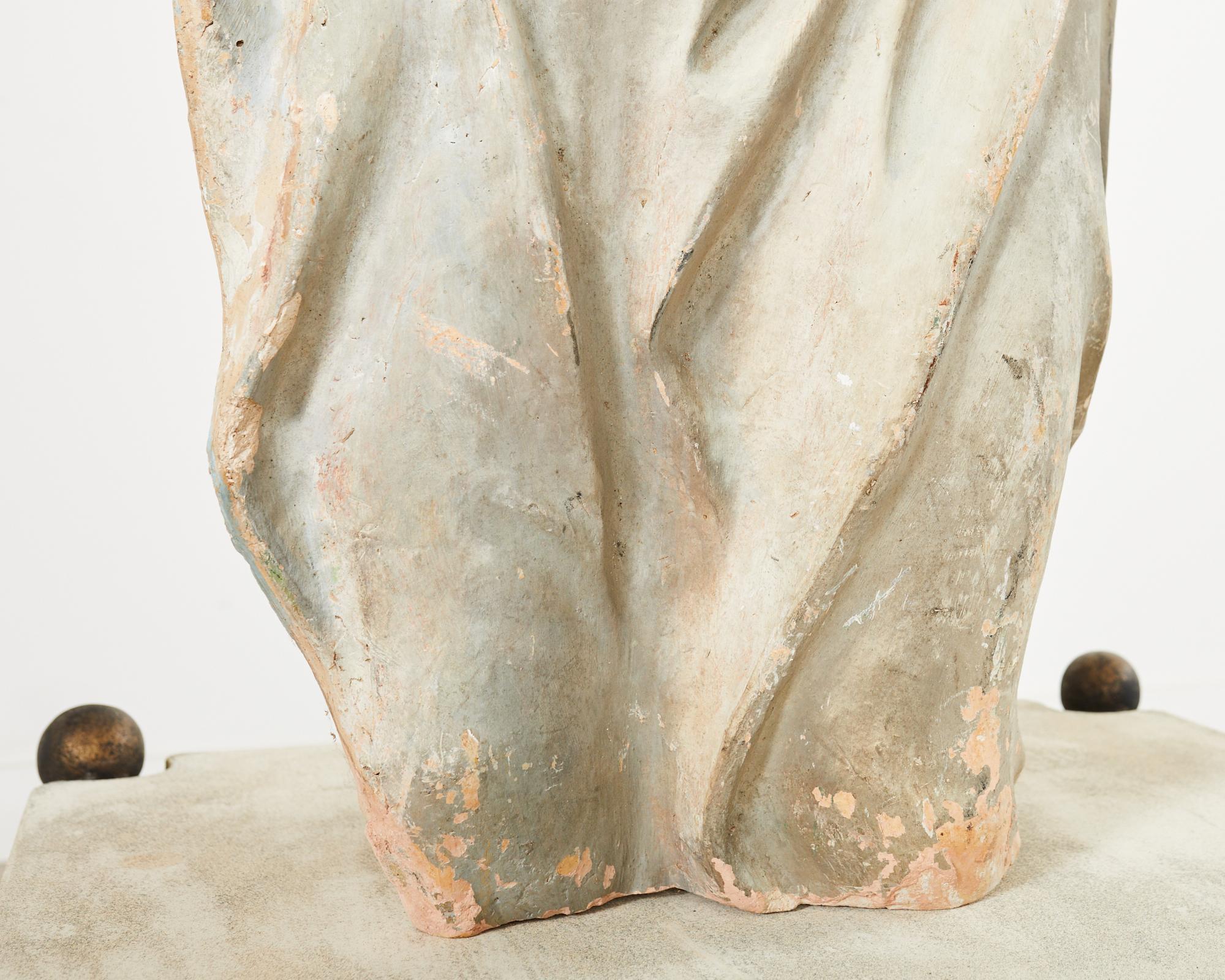 Neoclassical Style Terra Cotta Greco-Roman Goddess Figural Fragment  For Sale 5