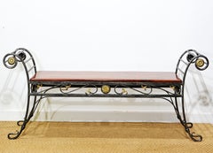 Theodore Alexander Neoclassical Style Bronze Mounted Wrought Iron Bench
