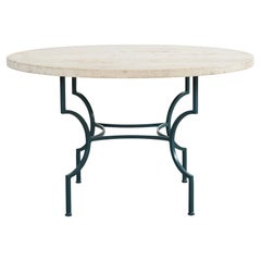Table à manger de jardin de style néoclassique en fer travertin