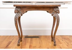 Neoclassical Style Tray Top Side Table With Carved Ram's Heads in a Faux Finish