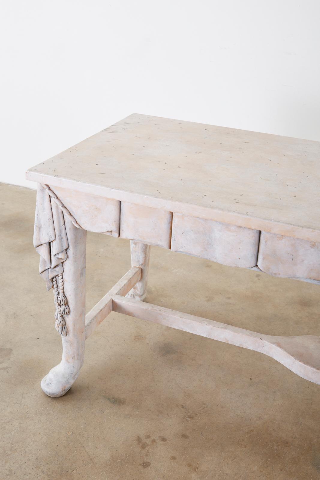 Neoclassical Style Trompe l'oeil Draped Library Table Desk 1