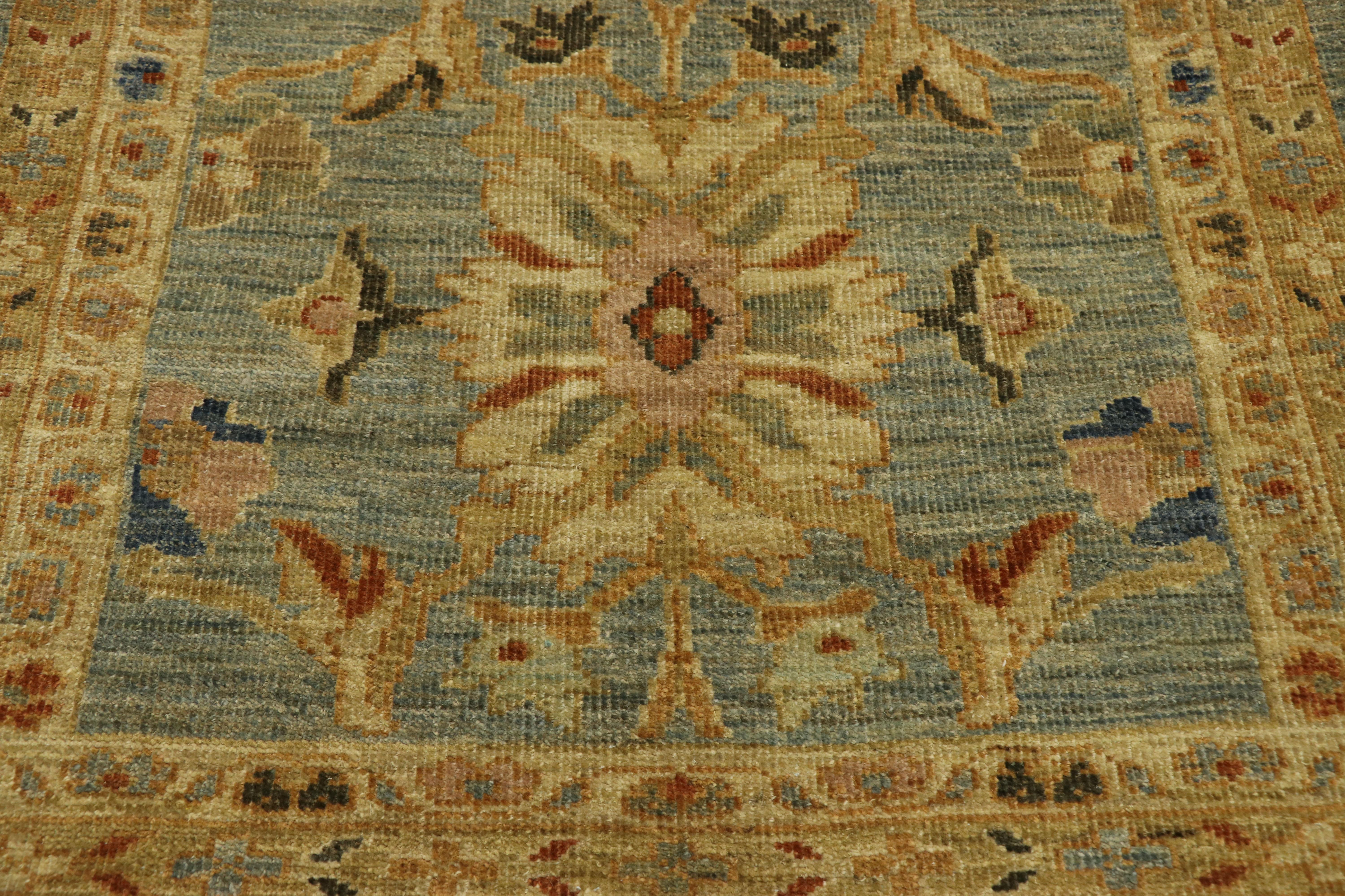 Neoclassical Style Turkish Oushak Long Runner, Extra-Long Hallway Runner 4