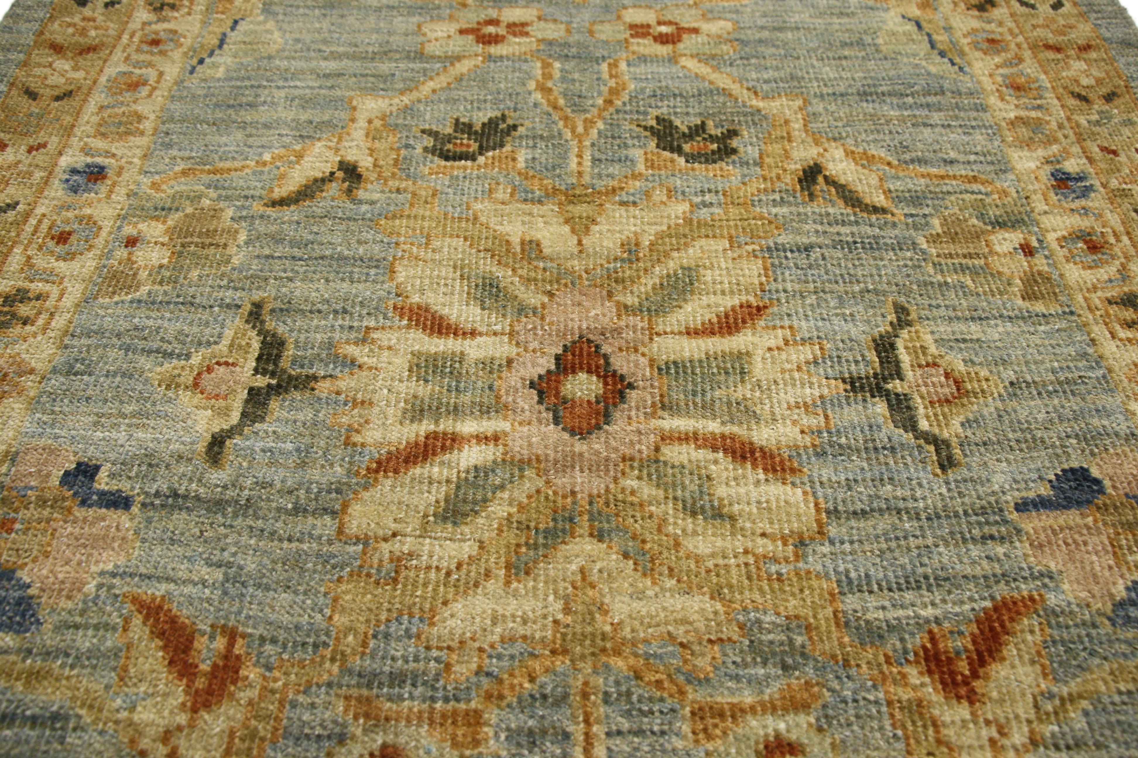 Neoclassical Style Turkish Oushak Long Runner, Extra-Long Hallway Runner In New Condition In Dallas, TX