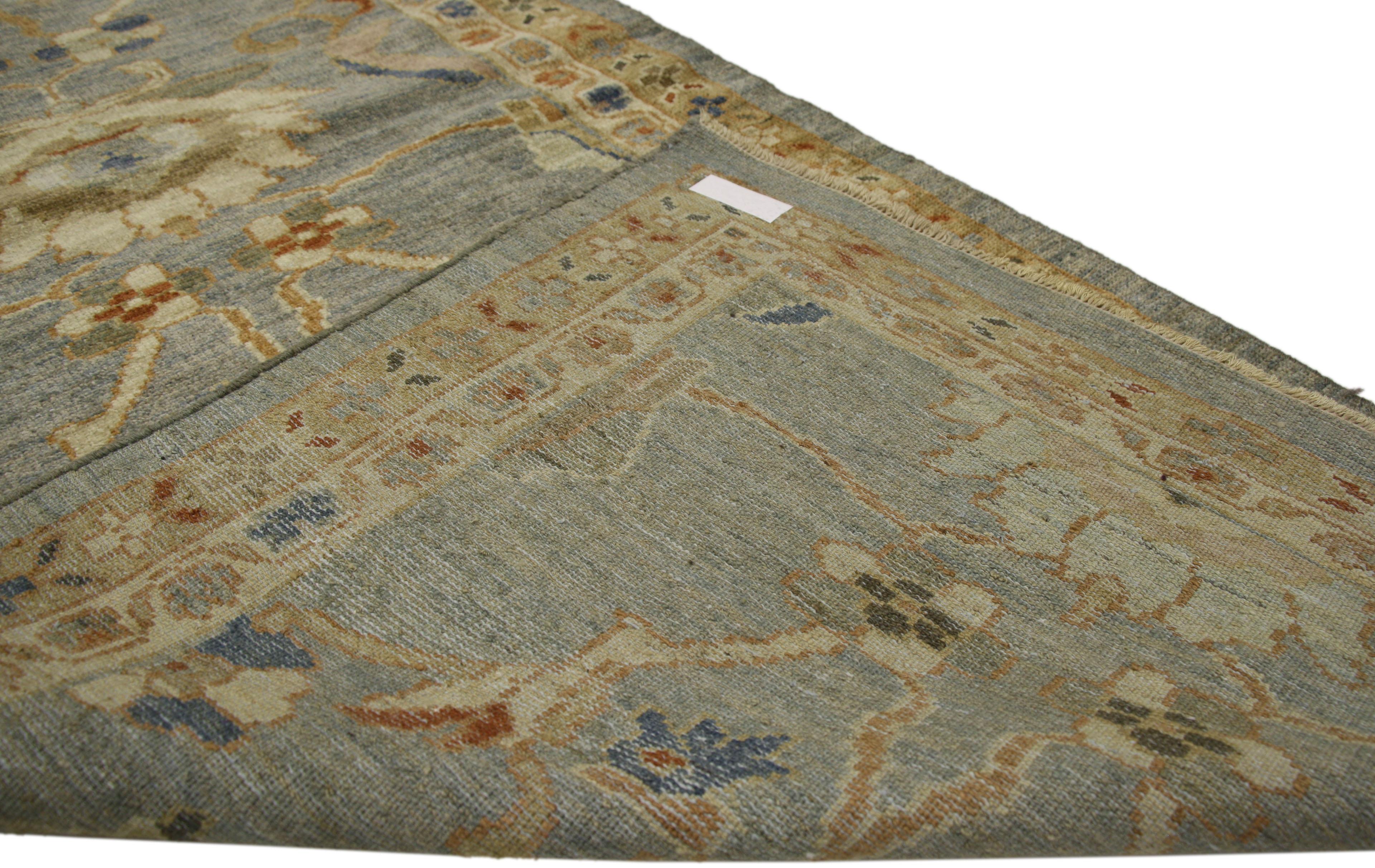 Contemporary Neoclassical Style Turkish Oushak Long Runner, Extra-Long Hallway Runner