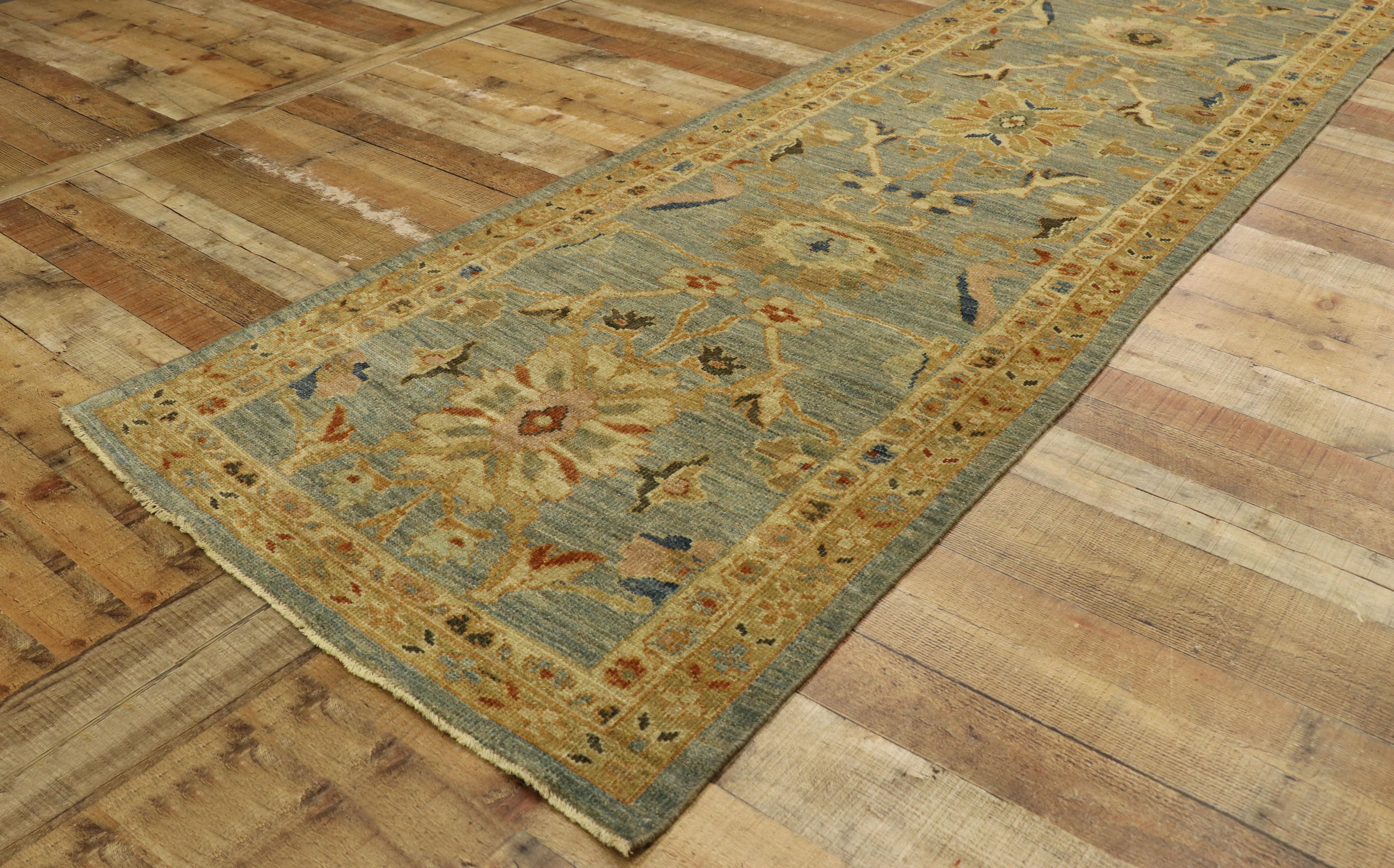 Wool Neoclassical Style Turkish Oushak Long Runner, Extra-Long Hallway Runner