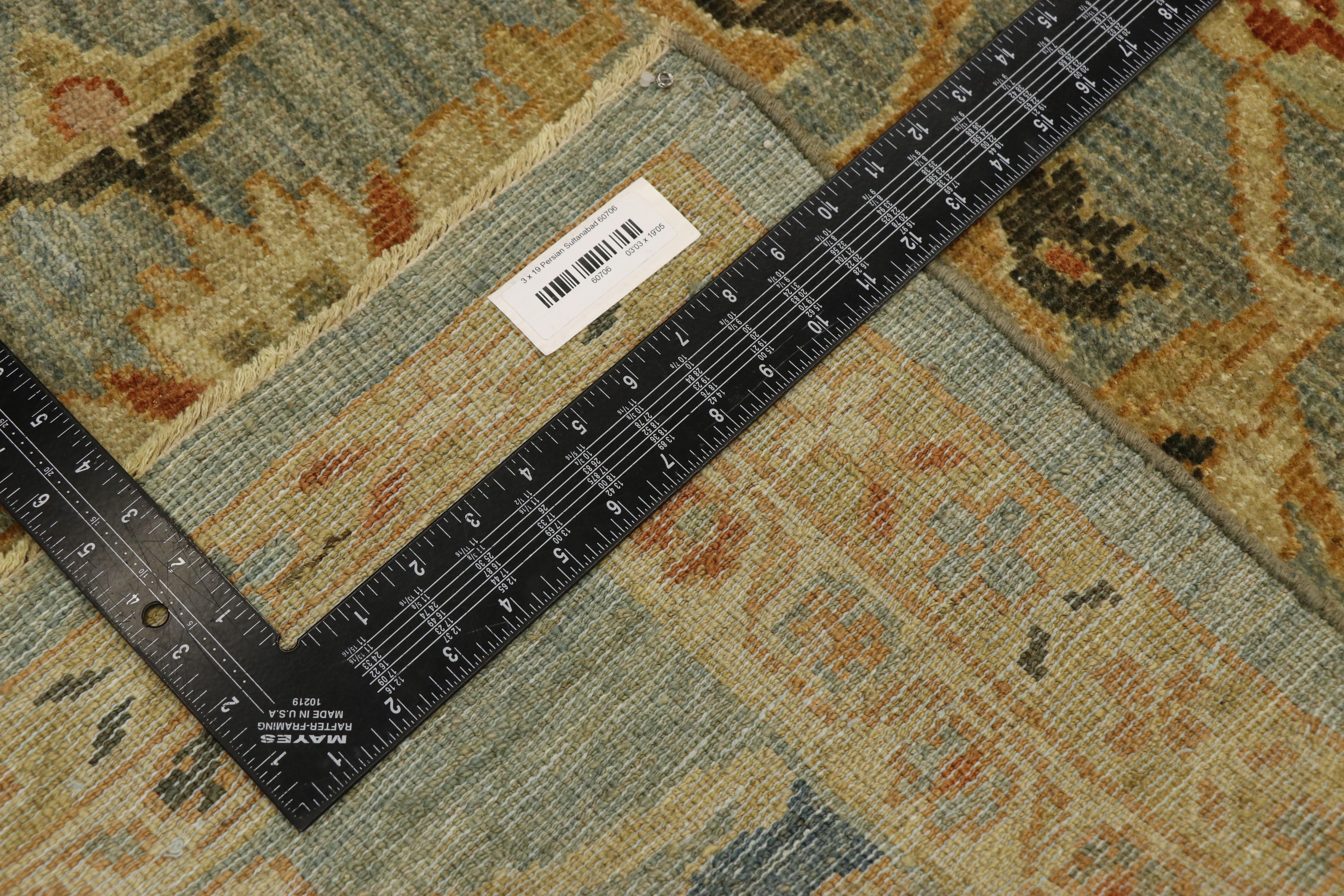 Neoclassical Style Turkish Oushak Long Runner, Extra-Long Hallway Runner 3