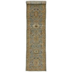 Neoclassical Style Turkish Oushak Long Runner, Extra-Long Hallway Runner