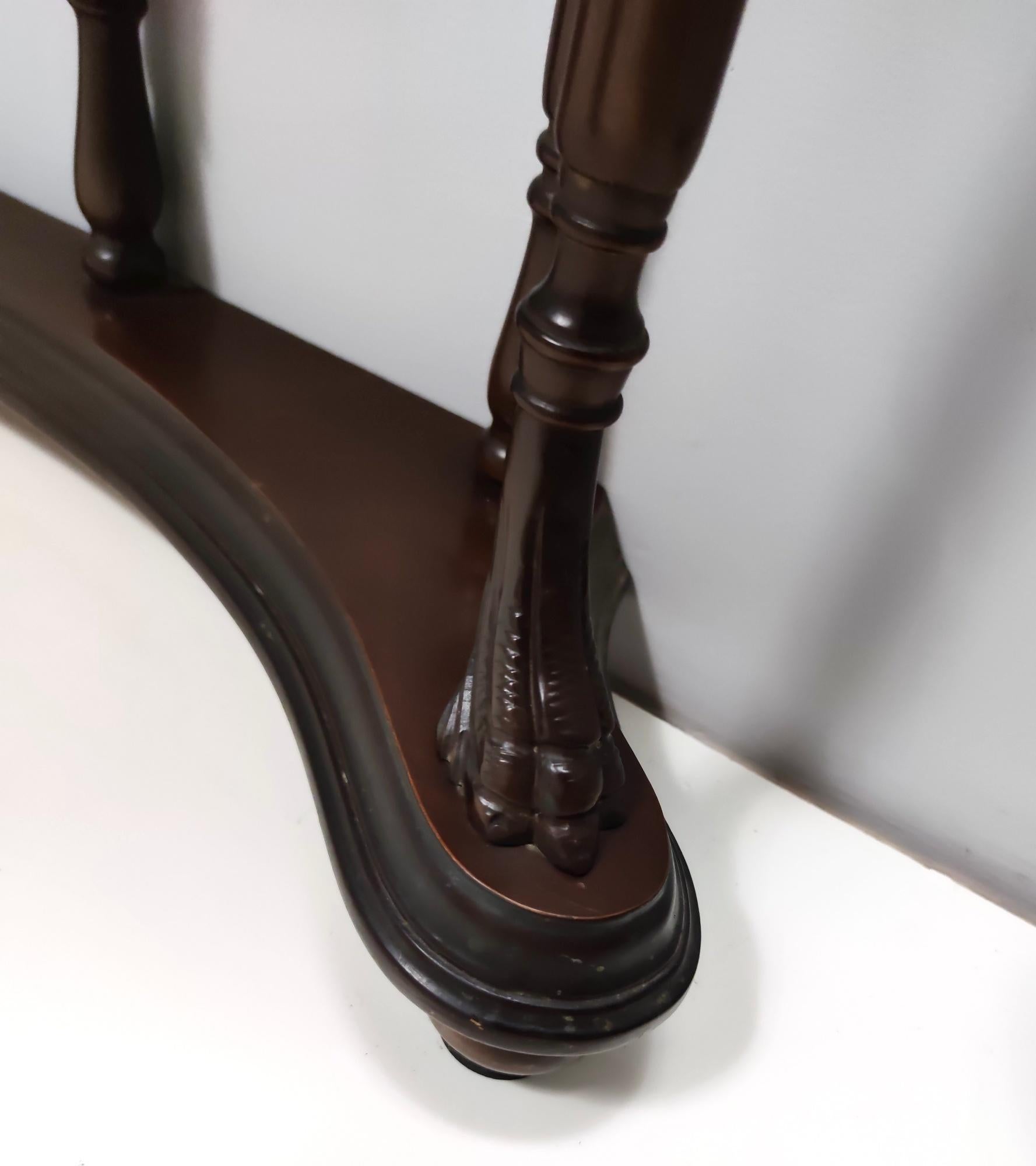 Neoclassical Style Turned Beech Console Table with a Demilune Marble Top, Italy For Sale 7