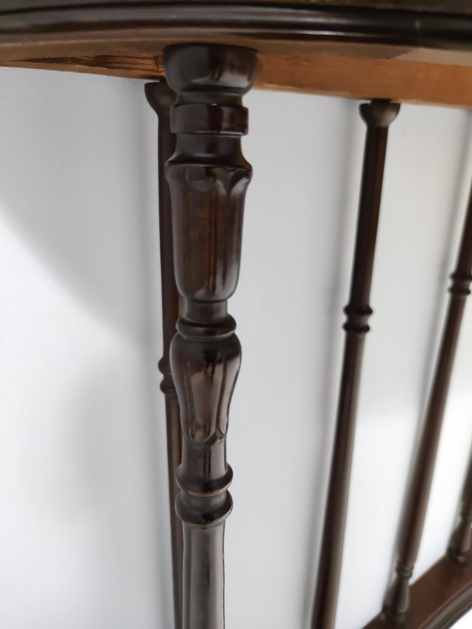 Neoclassical Style Turned Beech Console Table with a Demilune Marble Top, Italy For Sale 8