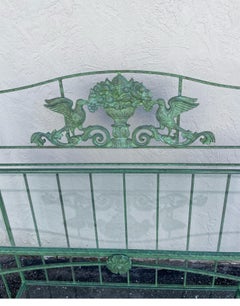 Neoclassical Two-Tiered Iron Etagere Server with Glass Shelves, 1970s