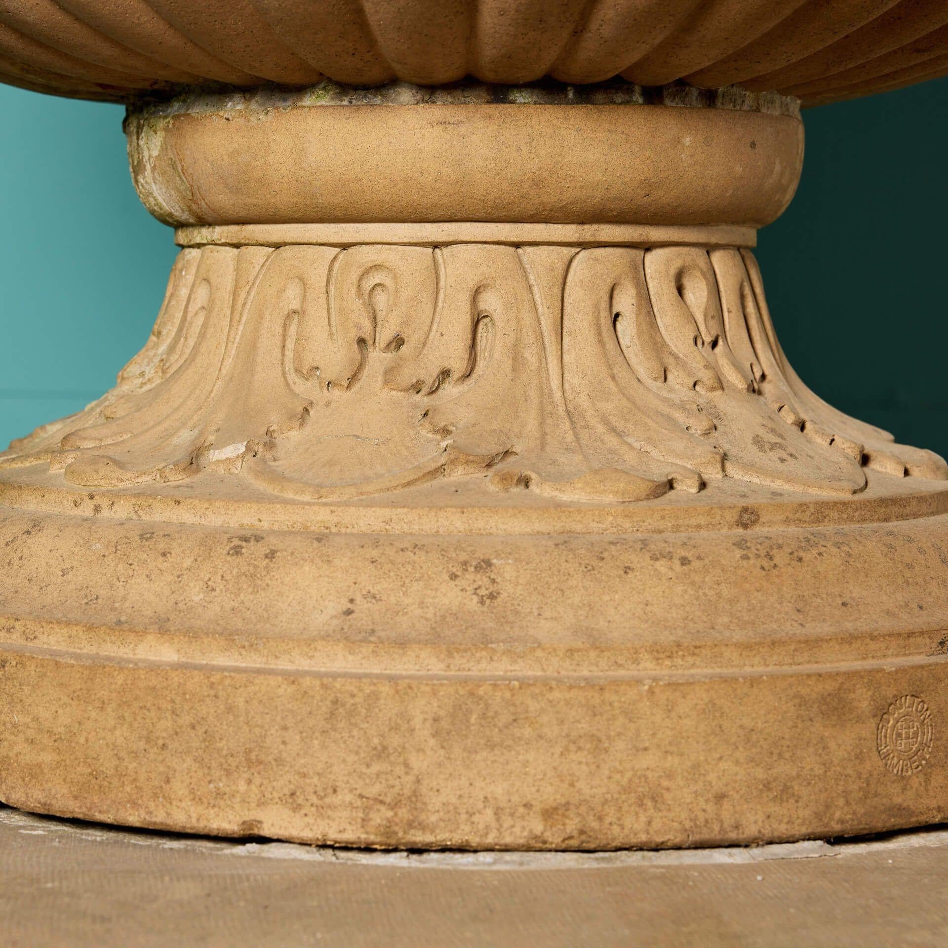 Neoclassical Style Urn on Pedestal by Doulton & Co. For Sale 7