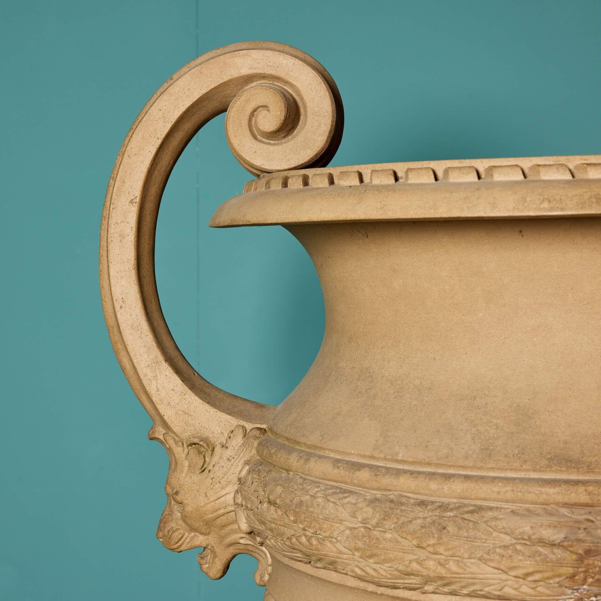 Neoclassical Style Urn on Pedestal by Doulton & Co. For Sale 9