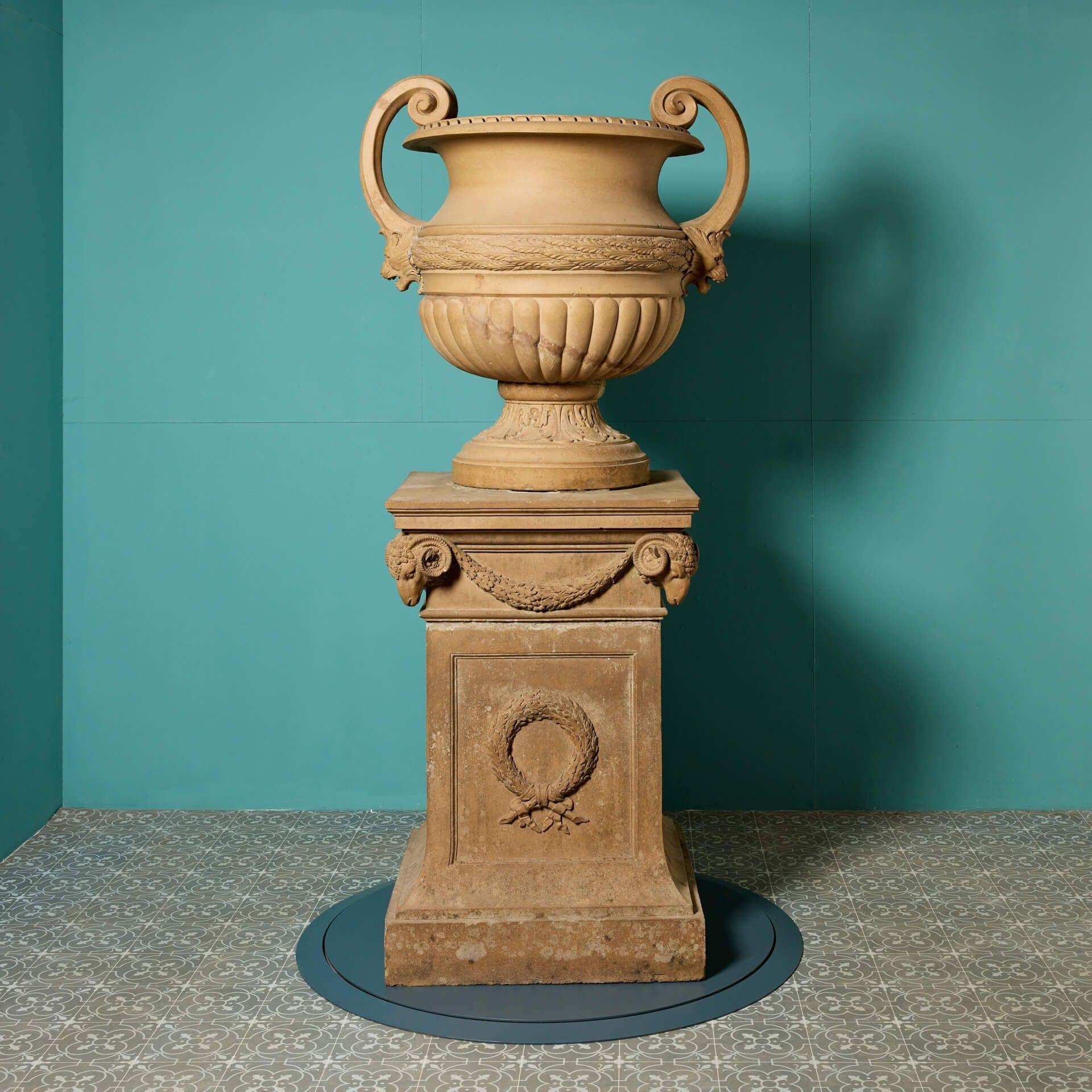 19th Century Neoclassical Style Urn on Pedestal by Doulton & Co. For Sale