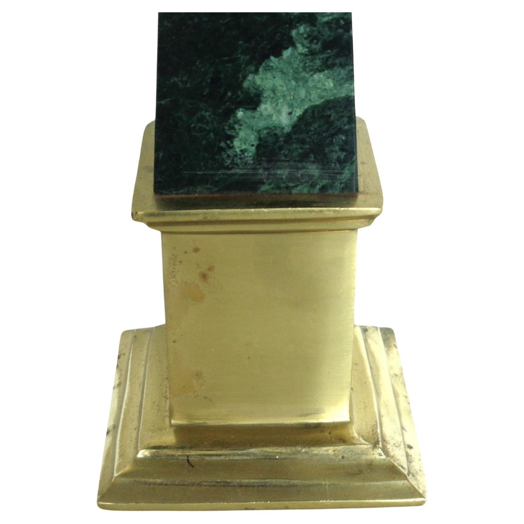 Neoclassical Style Verde Antigua Marble and Brass Obelisk, Circa 1980 In Good Condition For Sale In Rochester, NY