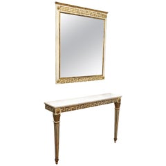 Neoclassical Style Wall Console and Mirror with Greek Key Motif