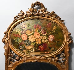 Neoclassical Style Wall Mirror with Oval Painting in the Top