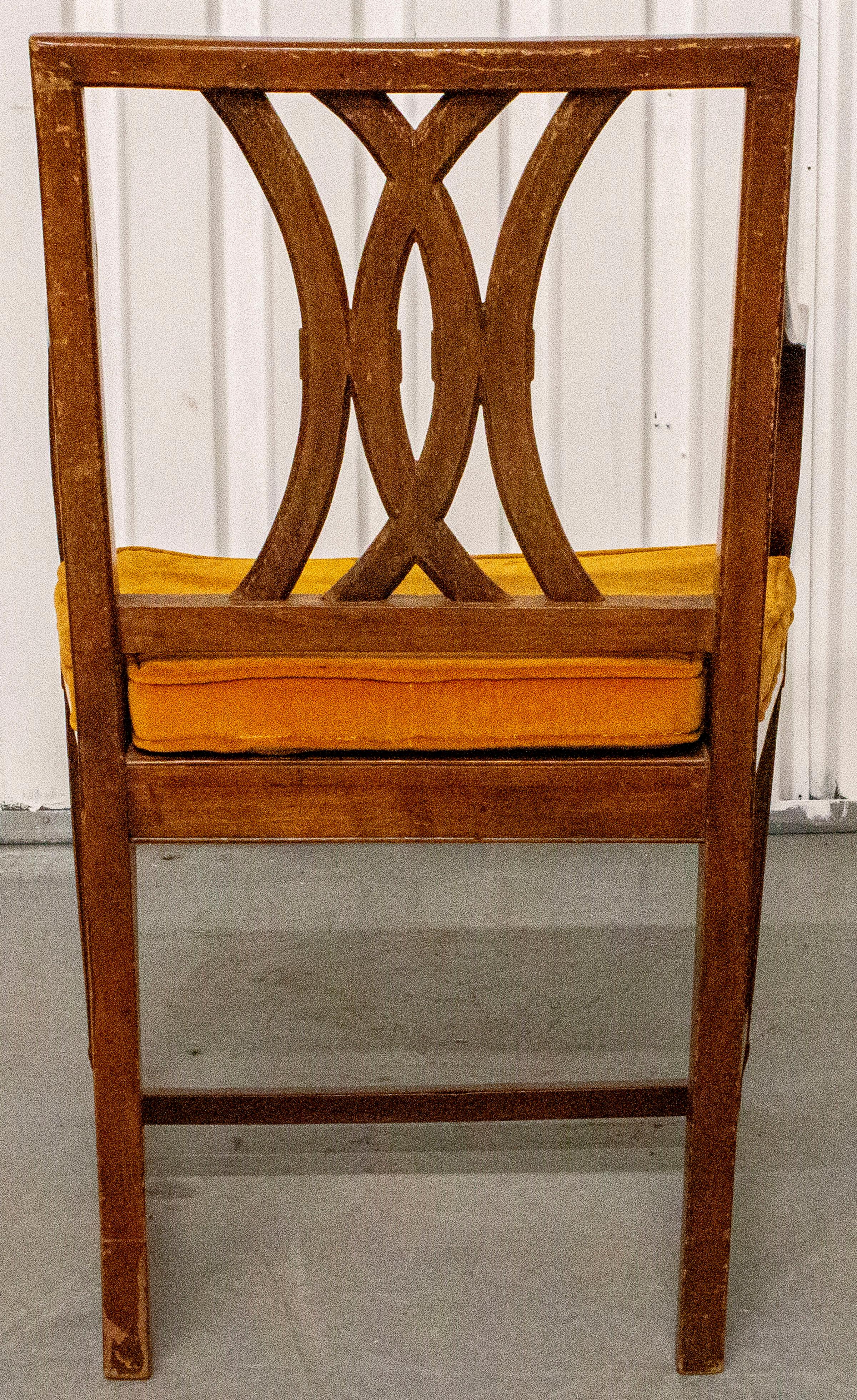 Neoclassical Style Walnut Armchair In Good Condition For Sale In New York, NY