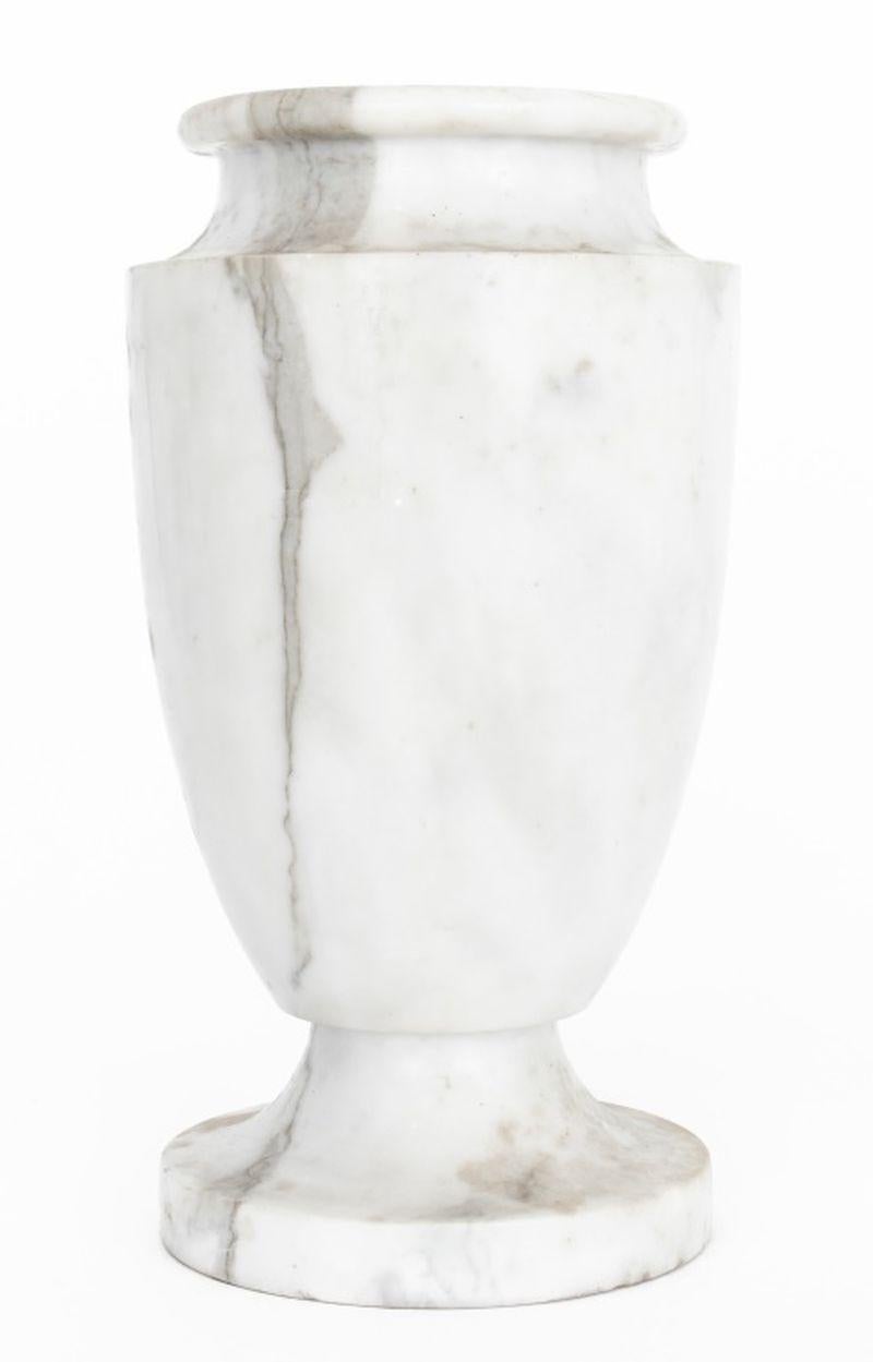 Pair of Neoclassical Style White Marble Baluster Vases, 20th century. 11.5