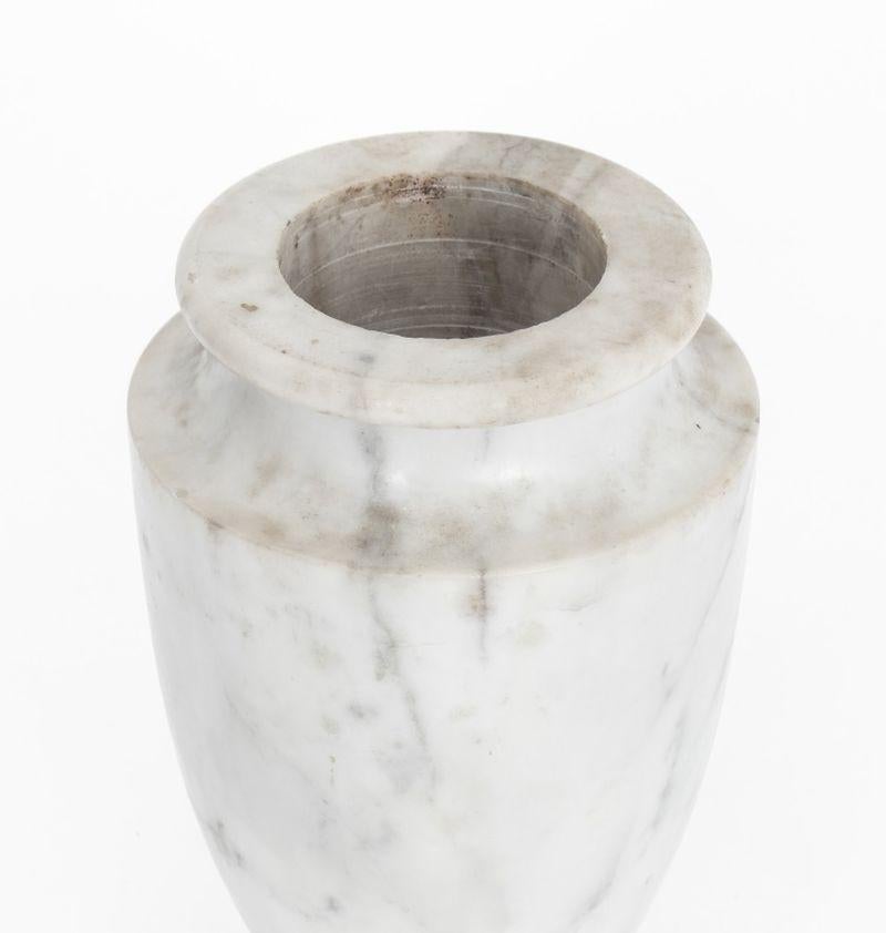20th Century Neoclassical Style White Marble Baluster Vases, Pr For Sale