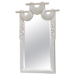 Neoclassical Style White Swag Wall Mirror