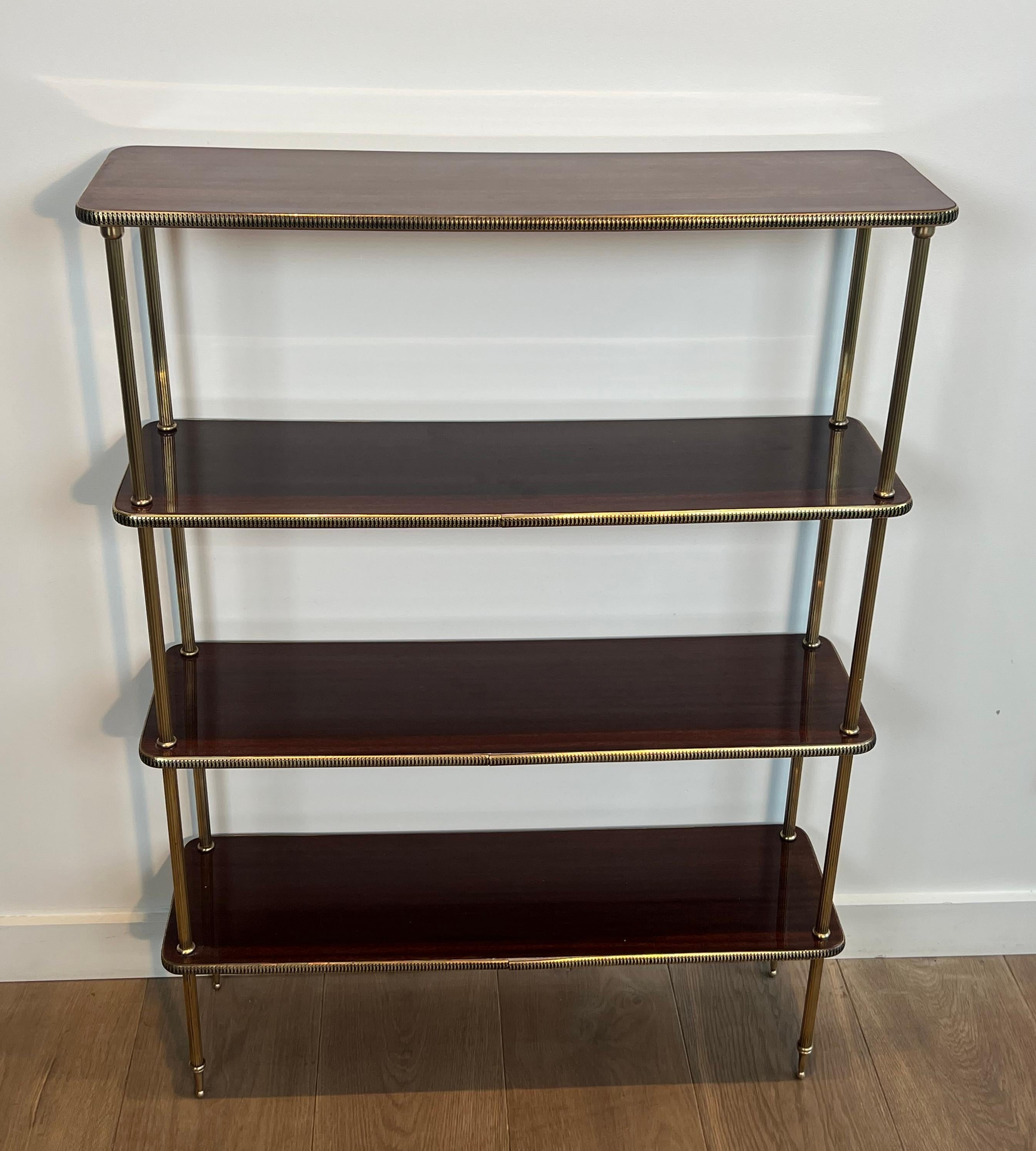 French Neoclassical Style Wood and Brass Shelves In the Style of Maison Jansen