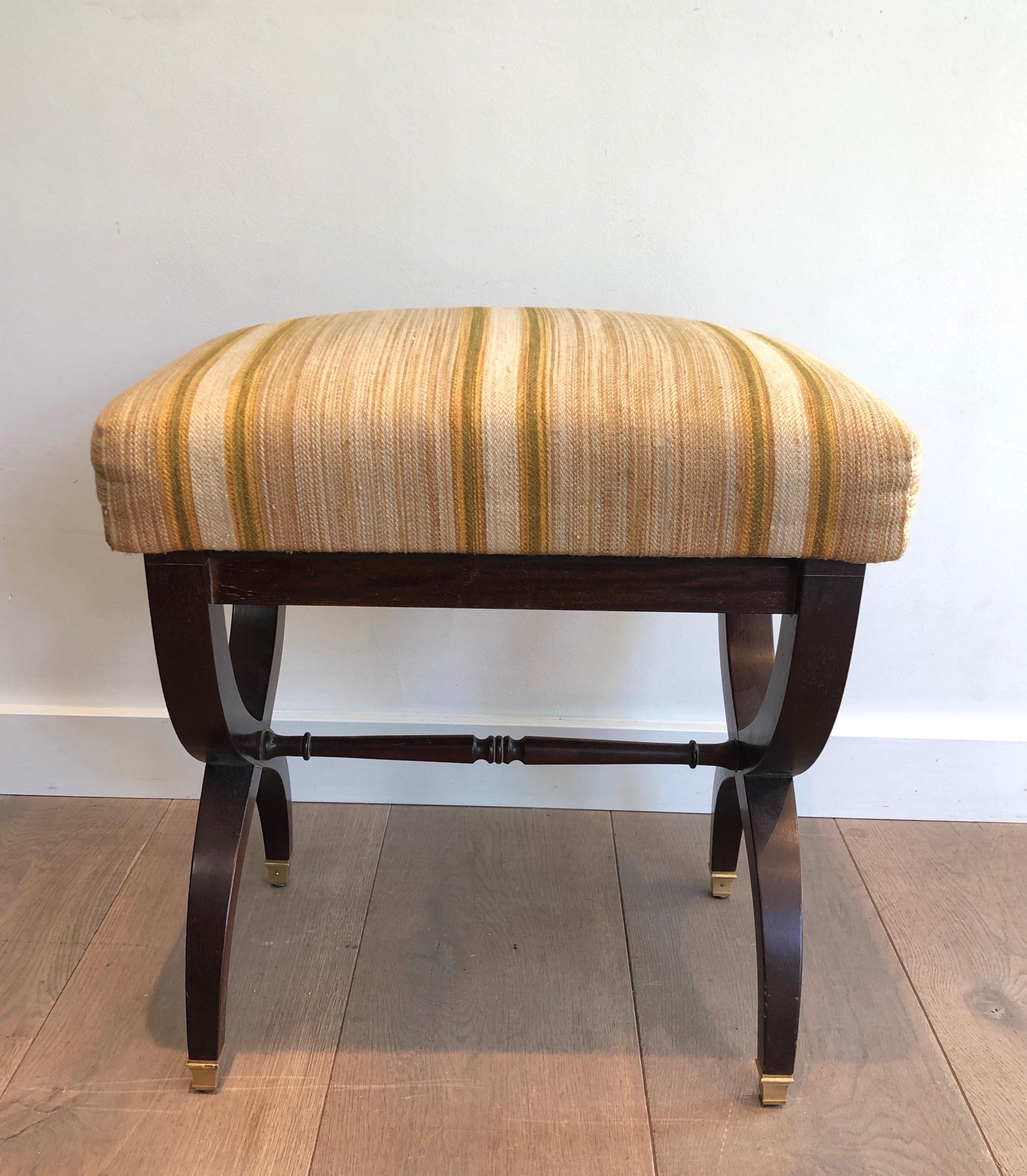 Art Deco Neoclassical Style Wooden Stool, circa 1940 For Sale