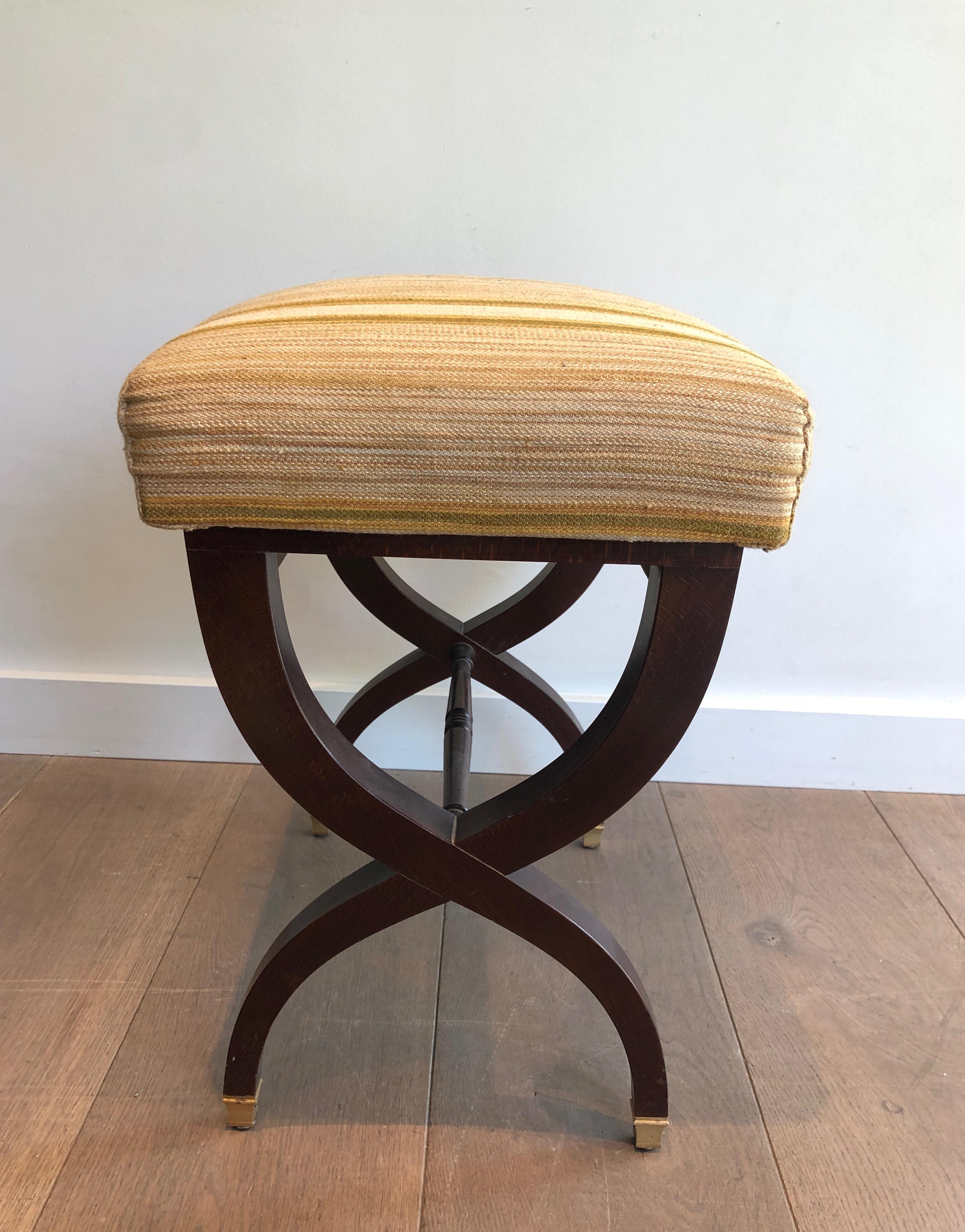 Neoclassical Style Wooden Stool, circa 1940 In Good Condition For Sale In Marcq-en-Barœul, Hauts-de-France