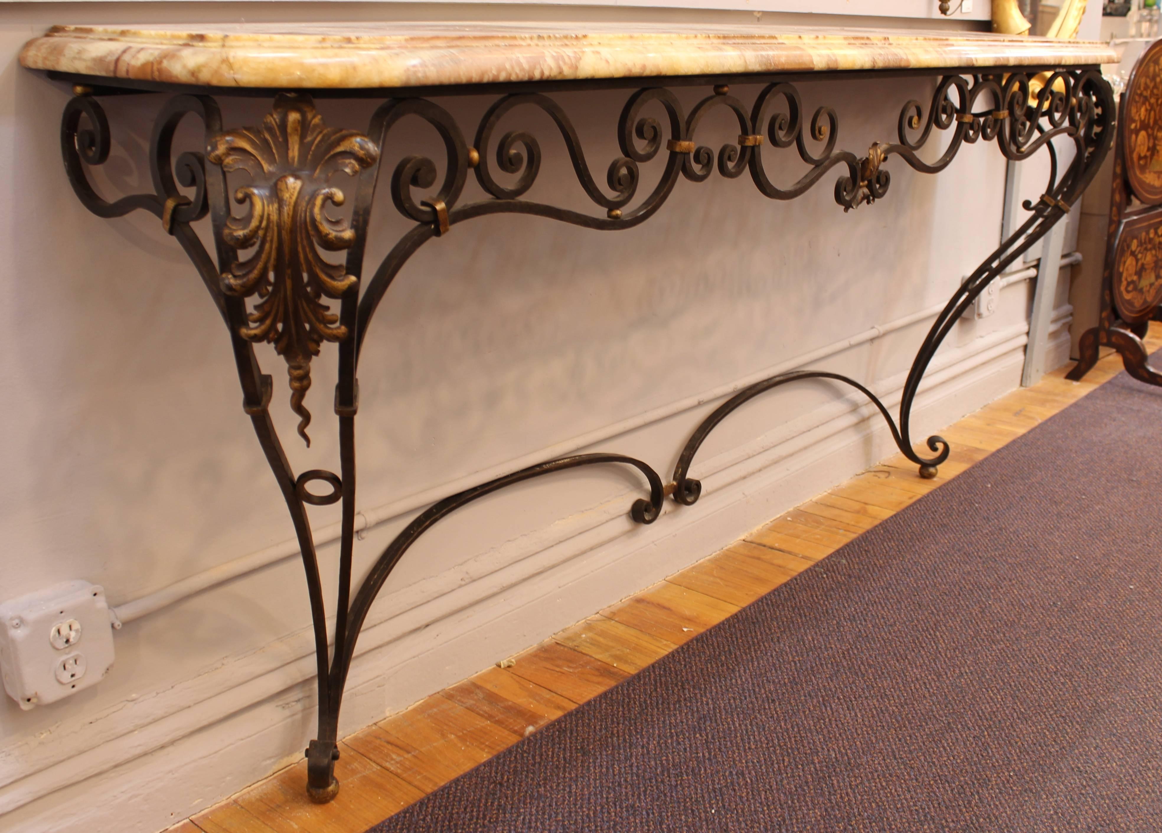 Neoclassical Revival Neoclassical Style Wrought Iron and Marble Sideboard