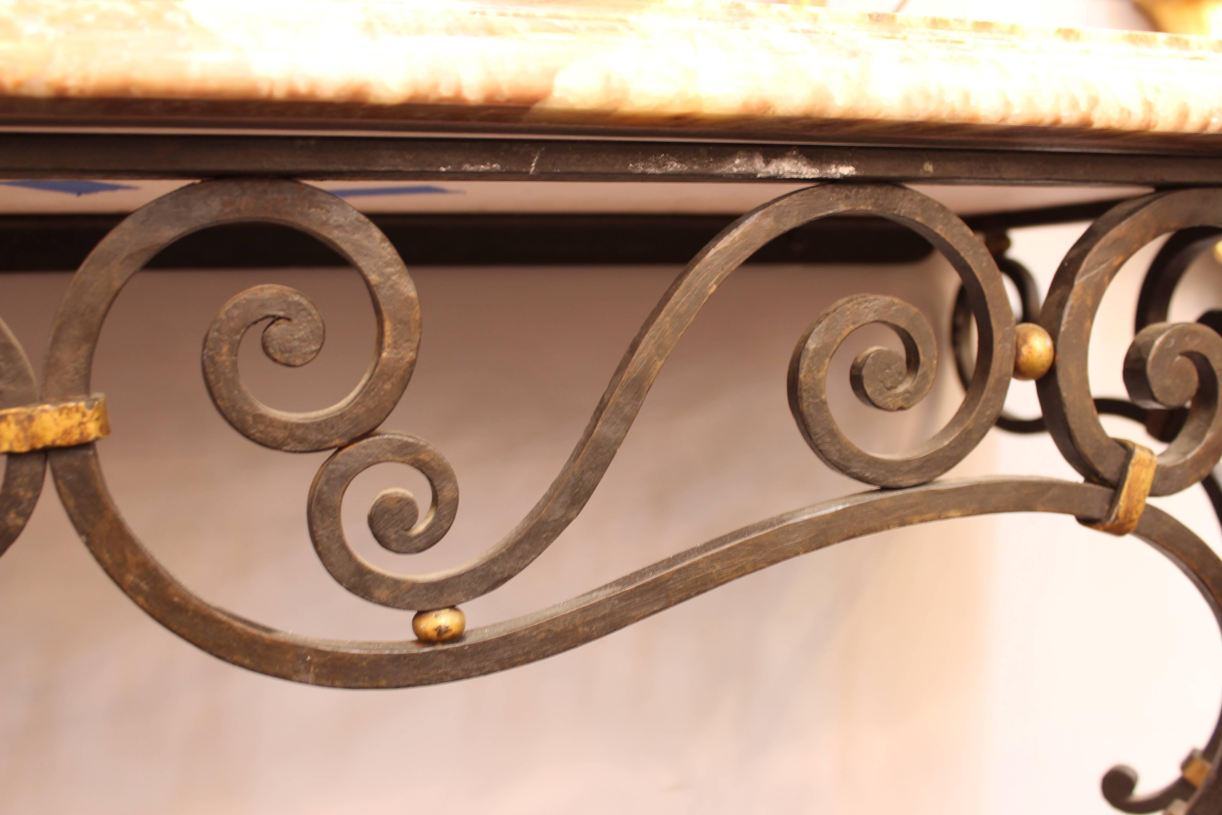 Neoclassical Style Wrought Iron and Marble Sideboard 3