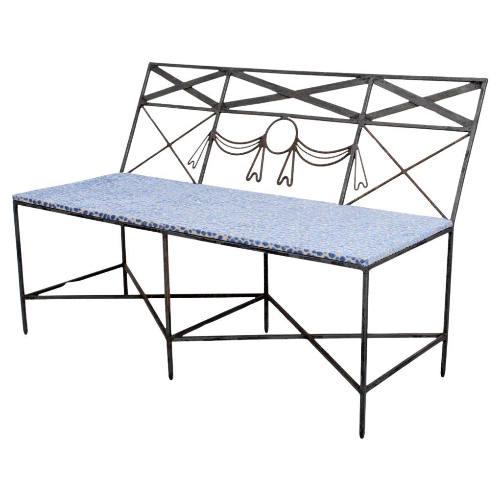 Neoclassical Style Wrought Iron Bench