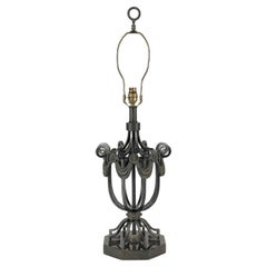 Empire-Style Wrought Iron and Marble Table Lamp by Maitland-Smith, 1980s