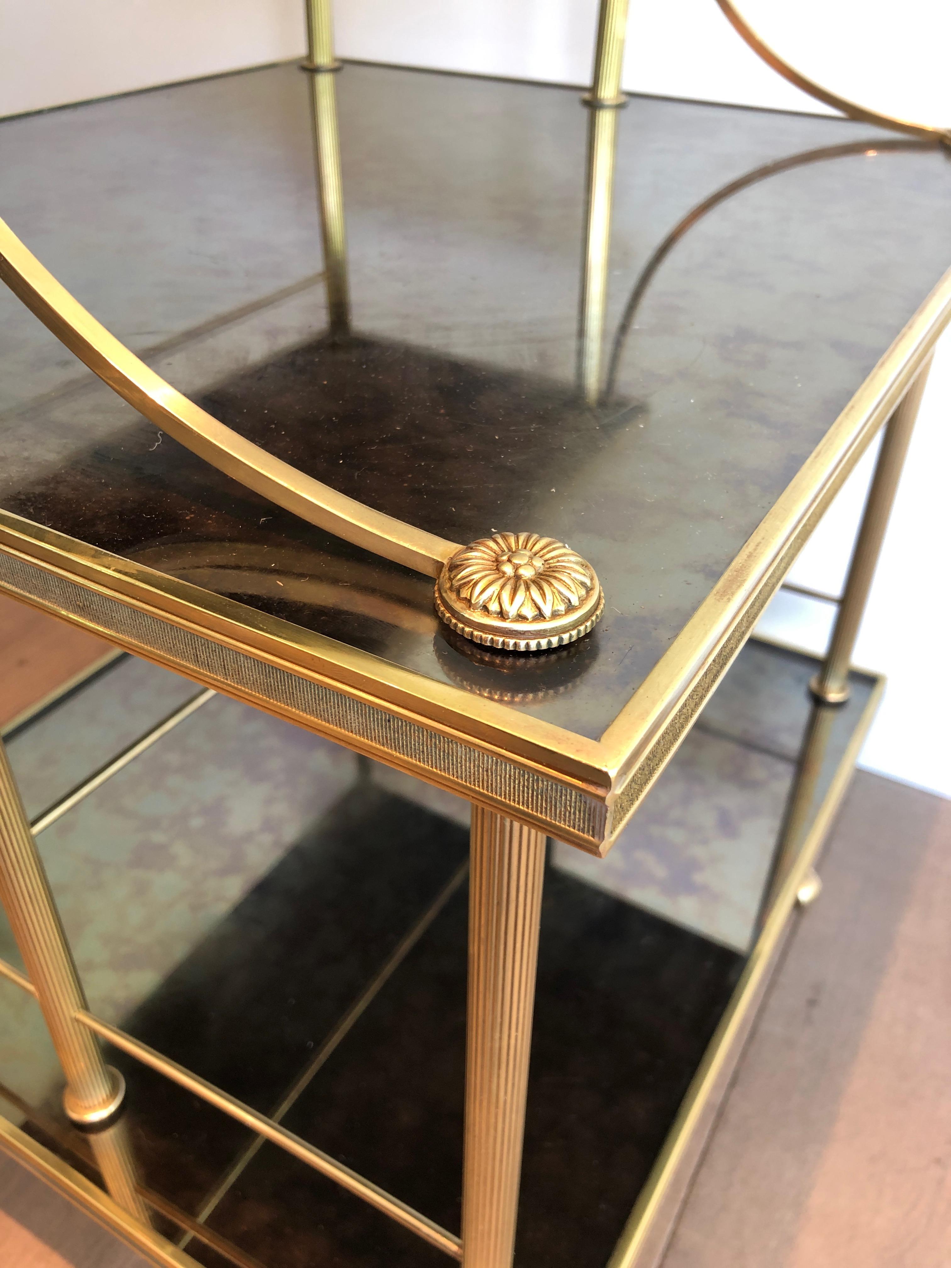 Neoclassical Stylel Brass Shelves on Casters with Three Tiers by Maison Jansen 5