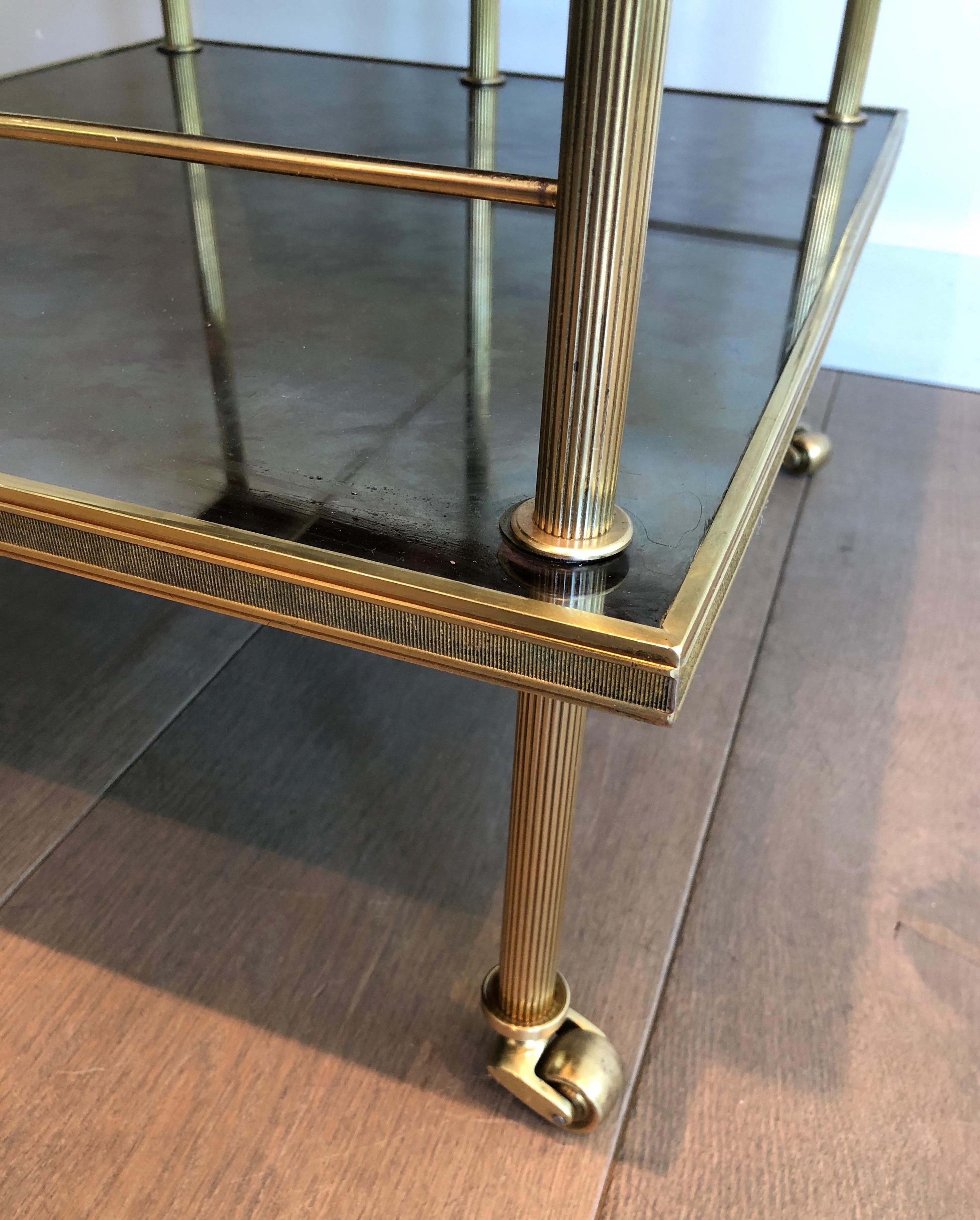 Neoclassical Stylel Brass Shelves on Casters with Three Tiers by Maison Jansen 7
