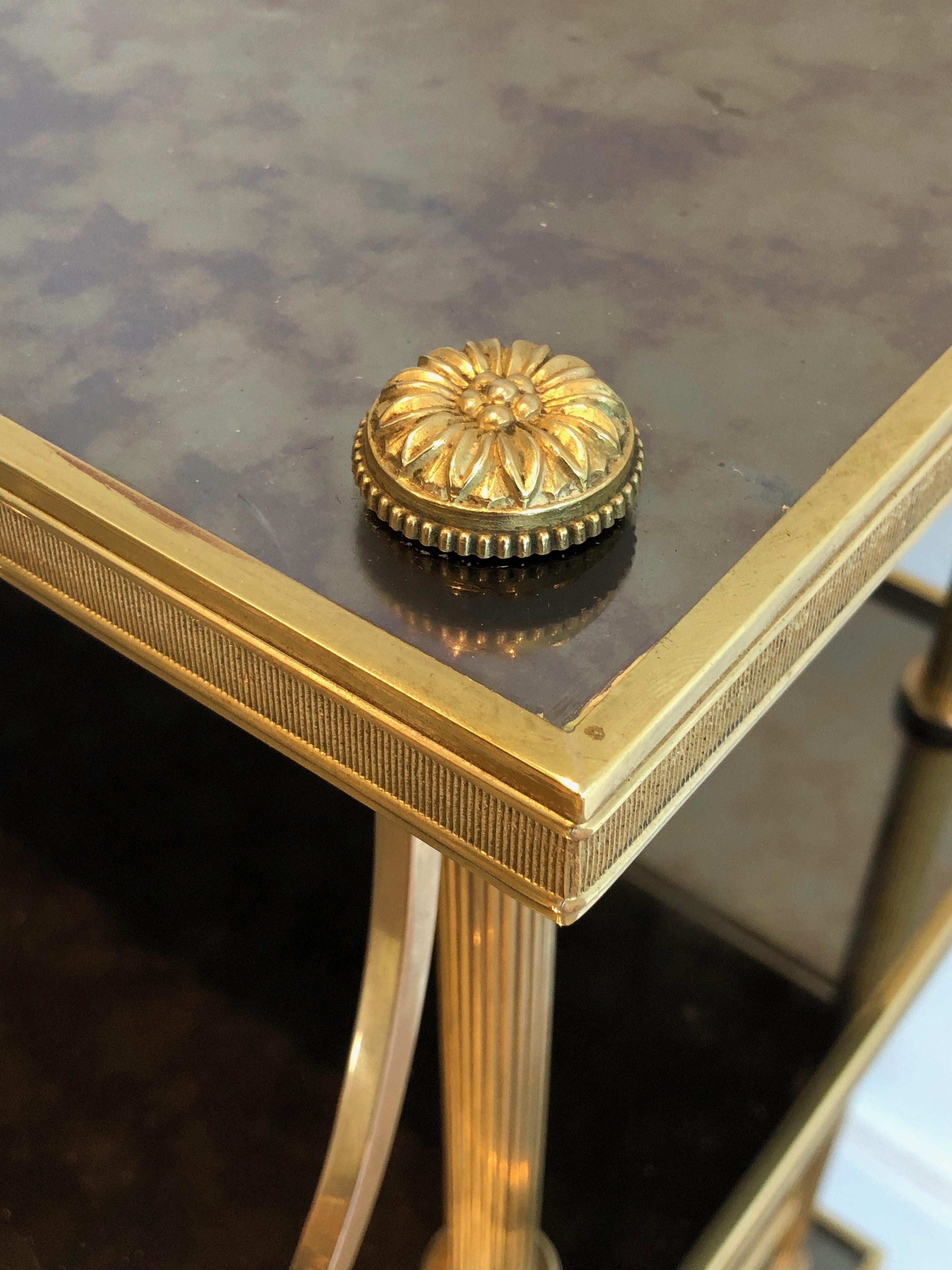 Neoclassical Stylel Brass Shelves on Casters with Three Tiers by Maison Jansen 9