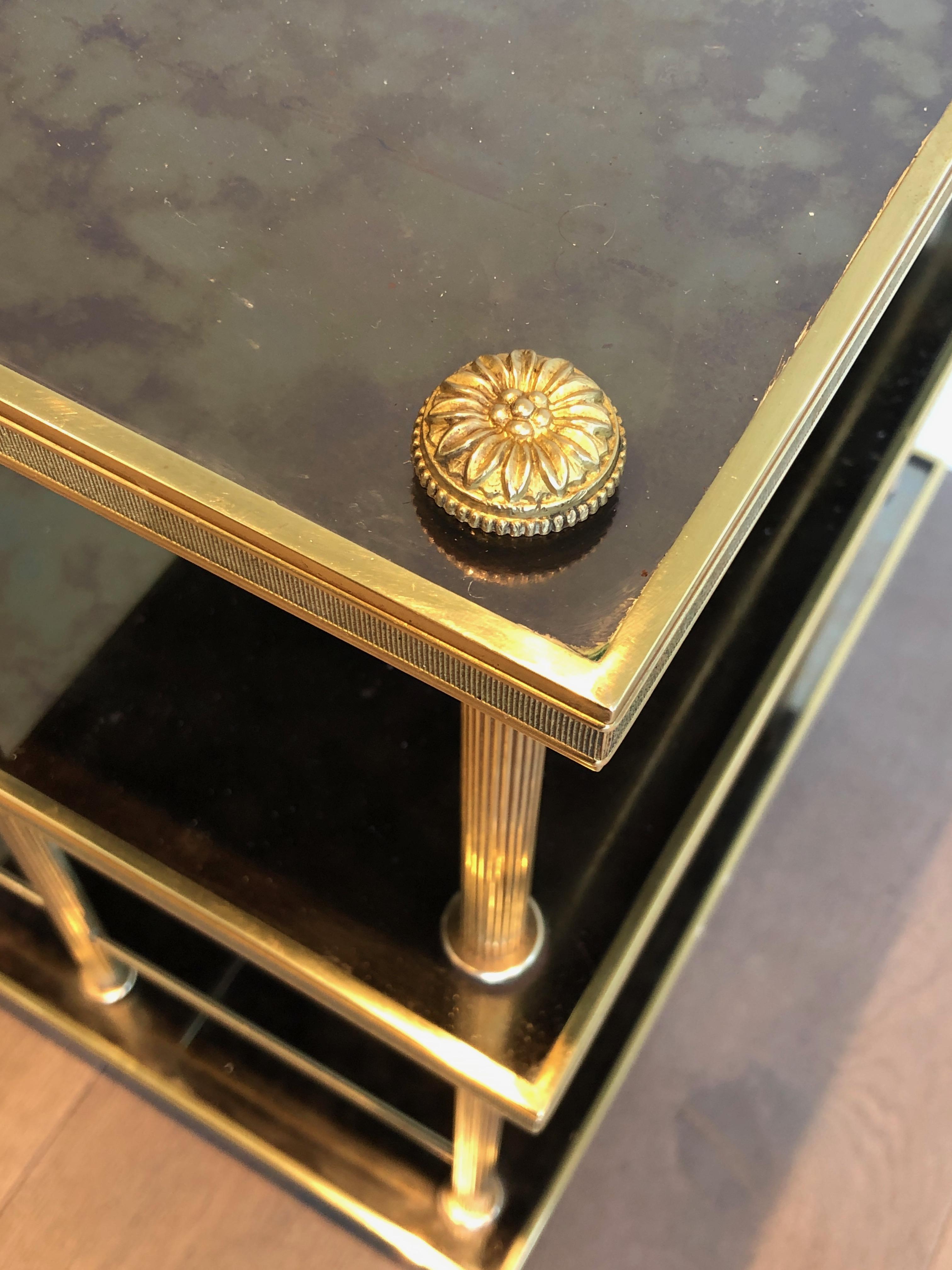 Neoclassical Stylel Brass Shelves on Casters with Three Tiers by Maison Jansen 3