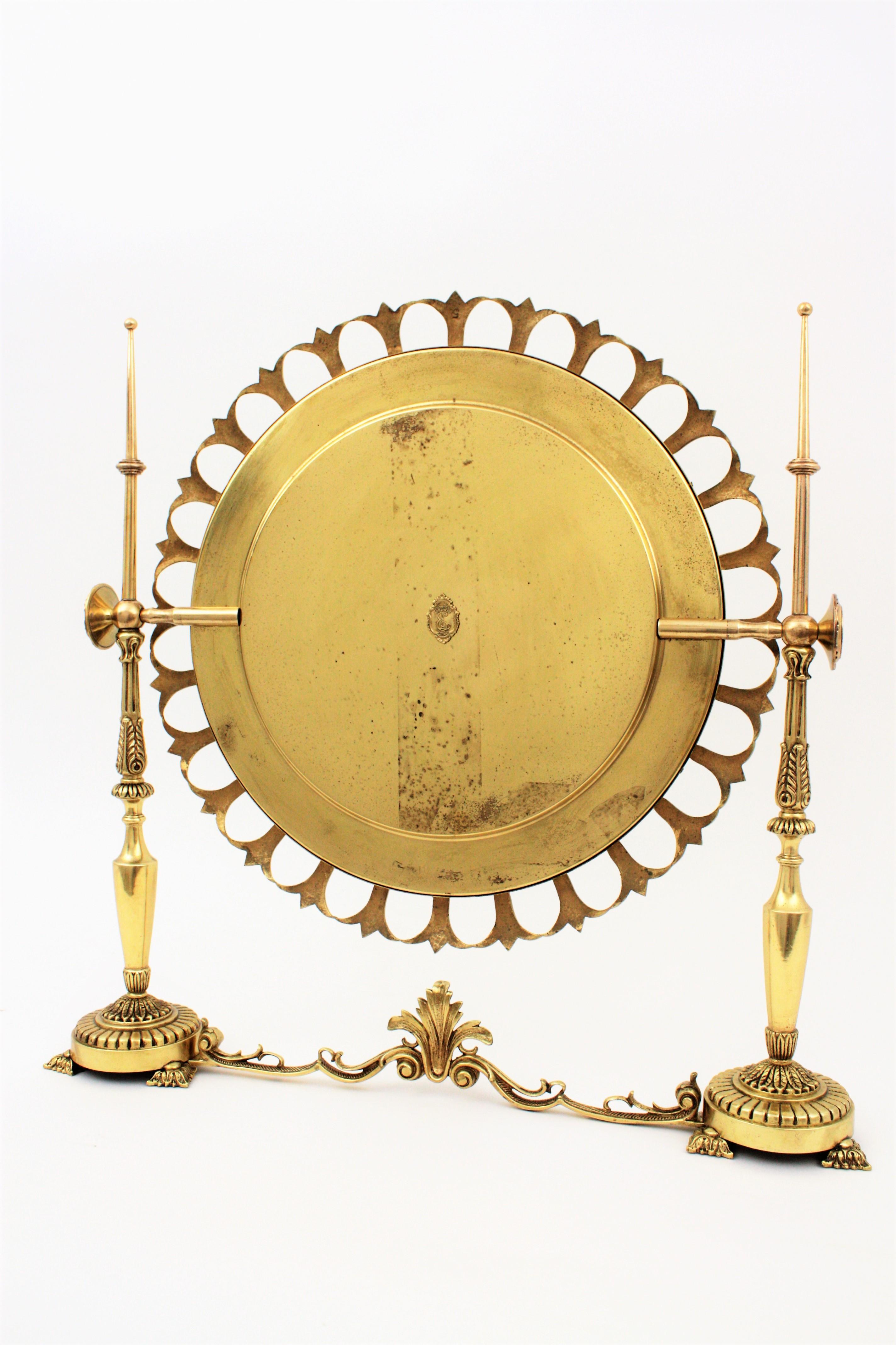 Neoclassical Sunburst Vanity Mirror / Table Mirror in Brass For Sale 9