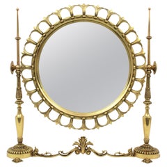 Neoclassical Sunburst Vanity Mirror / Table Mirror in Brass