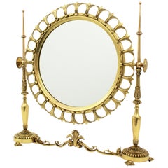 Vintage Neoclassical Sunburst Vanity or Table Mirror in Brass