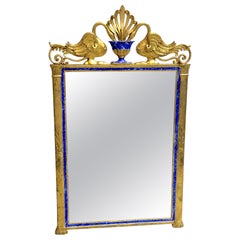 Miroir néoclassique à motif de cygne, bois doré et faux lapis, atrib. Carver's Guild