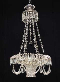 Neoclassical Swedish Beaded Crystal Chandelier