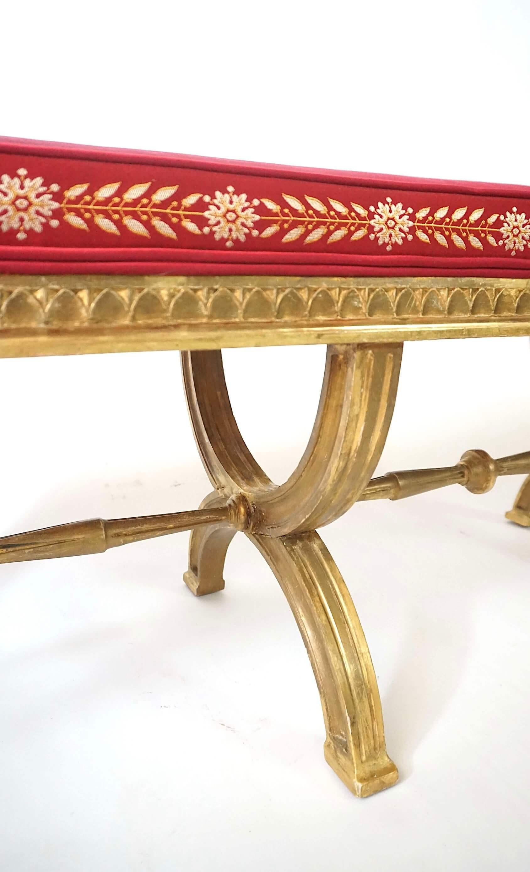 Neoclassical Swedish Gustavian Giltwood Curule Leg Long Bench, circa 1805 For Sale 4