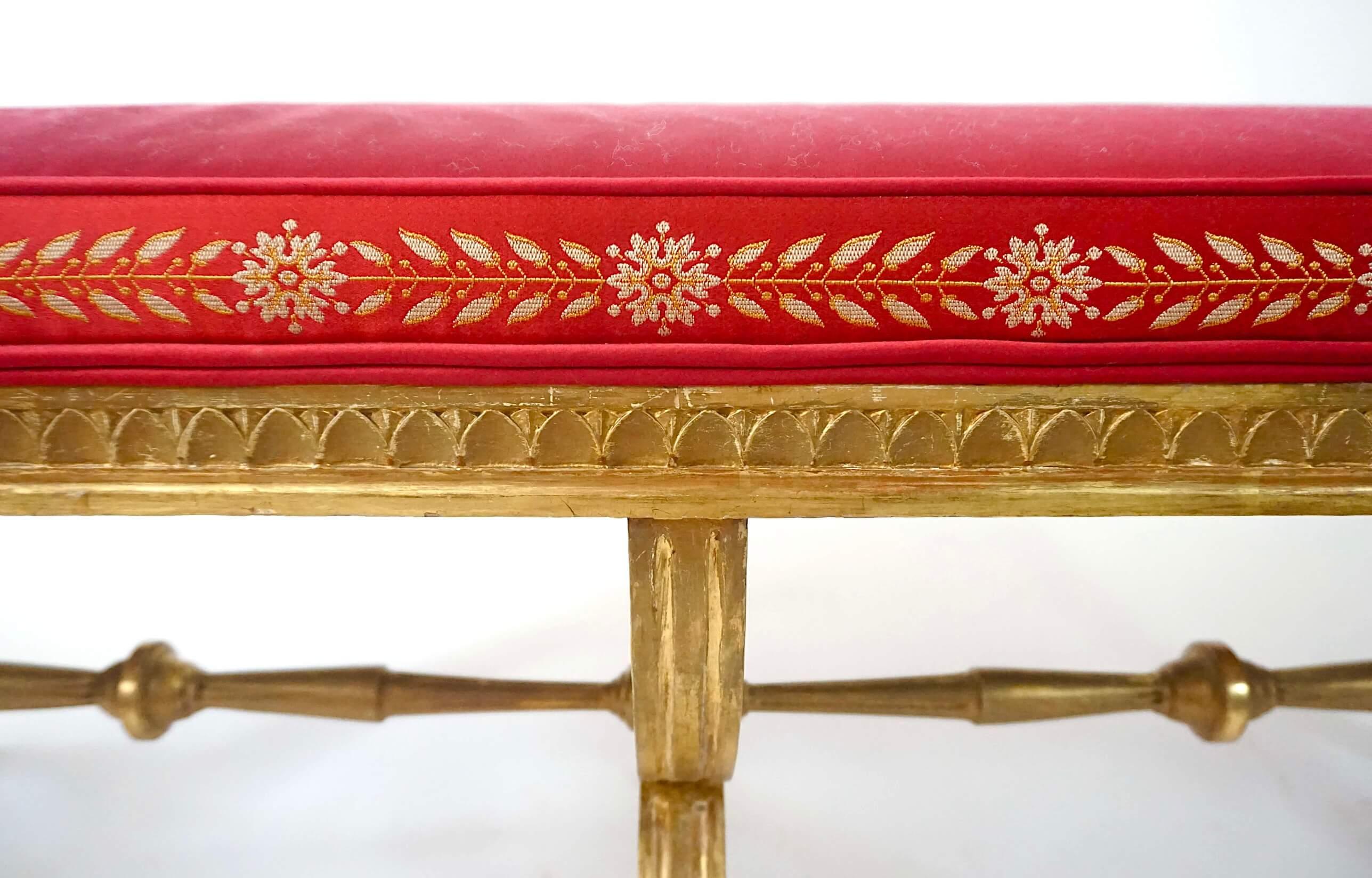 Neoclassical Swedish Gustavian Giltwood Curule Leg Long Bench, circa 1805 For Sale 5