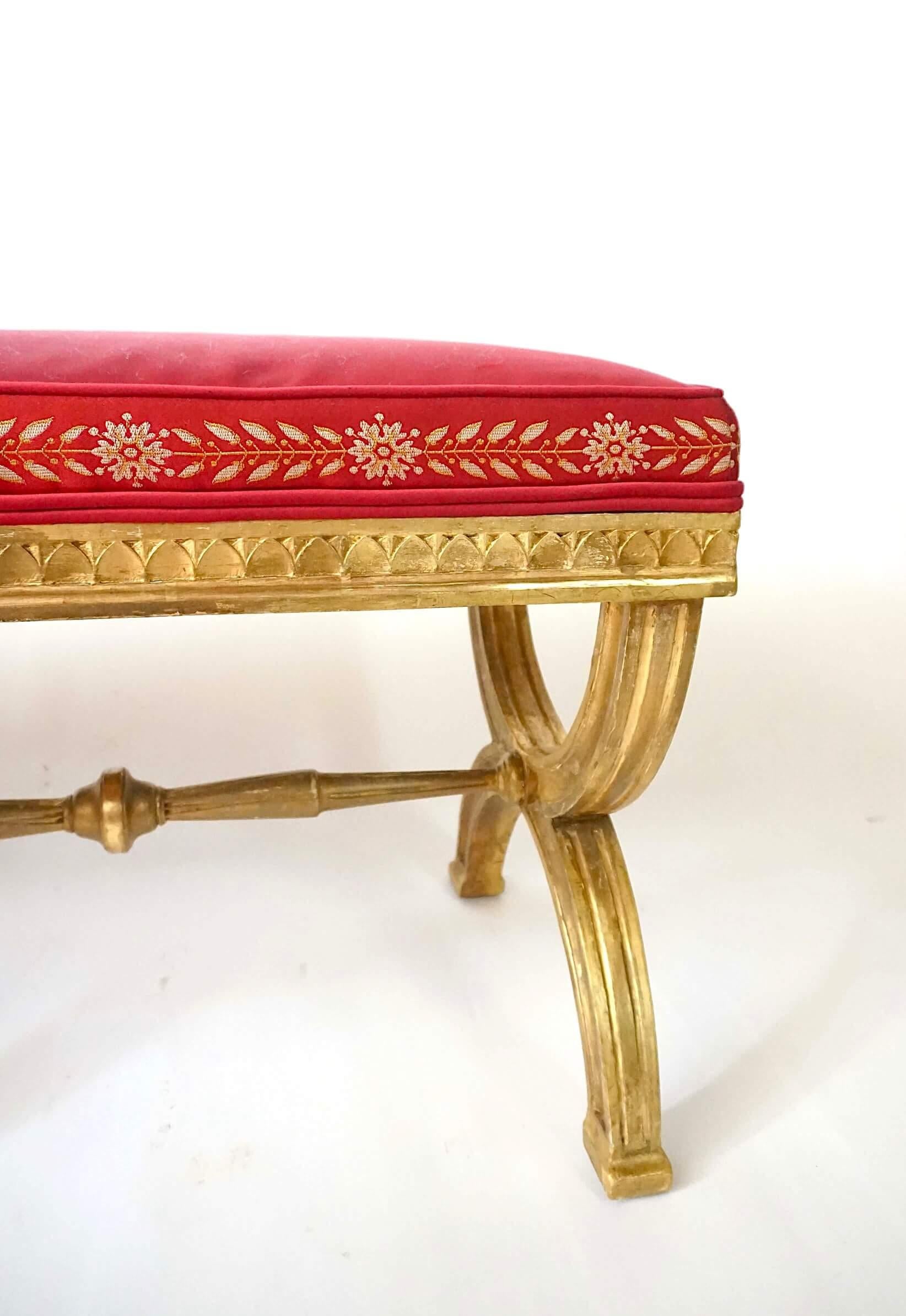 Neoclassical Swedish Gustavian Giltwood Curule Leg Long Bench, circa 1805 For Sale 6