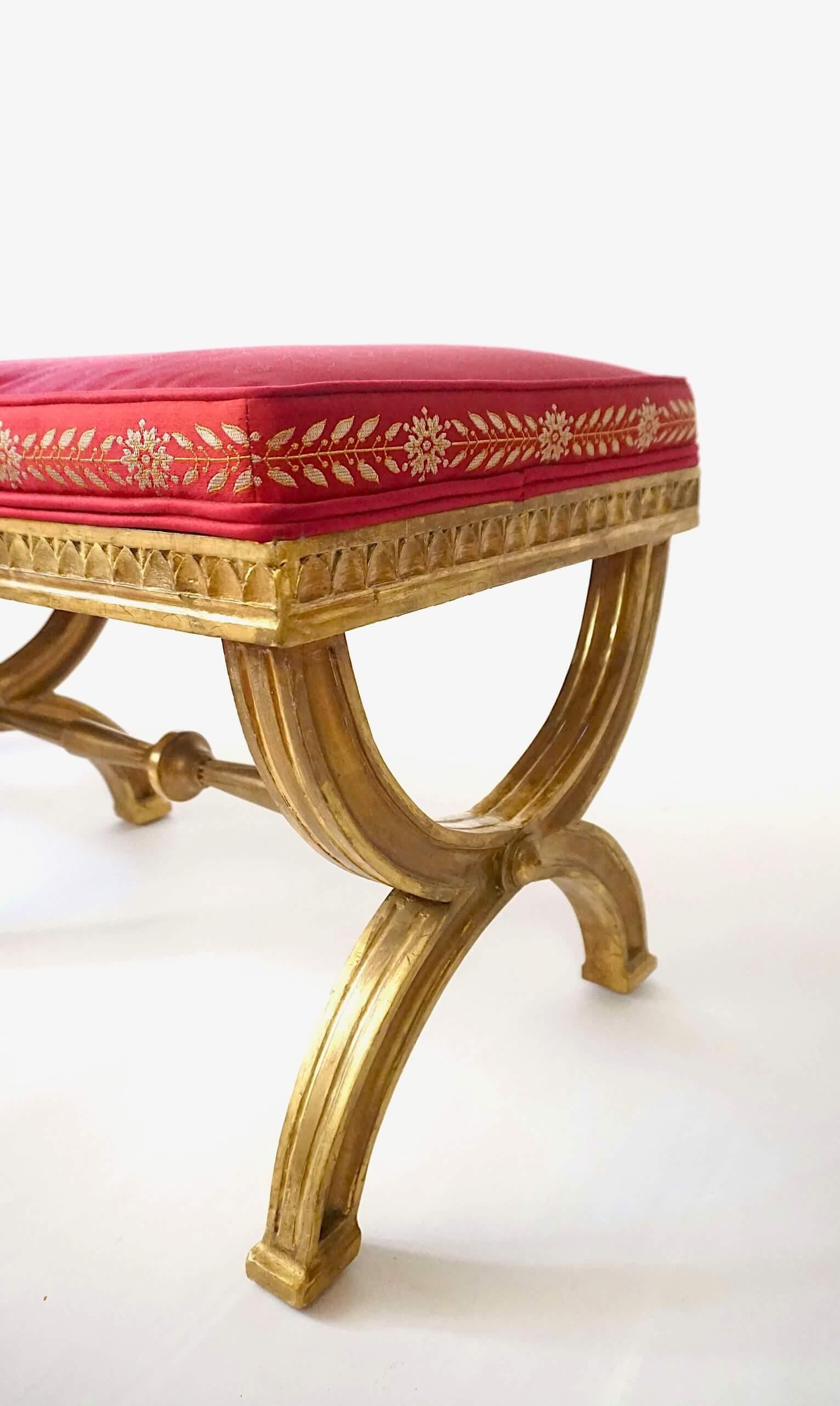 Neoclassical Swedish Gustavian Giltwood Curule Leg Long Bench, circa 1805 For Sale 7